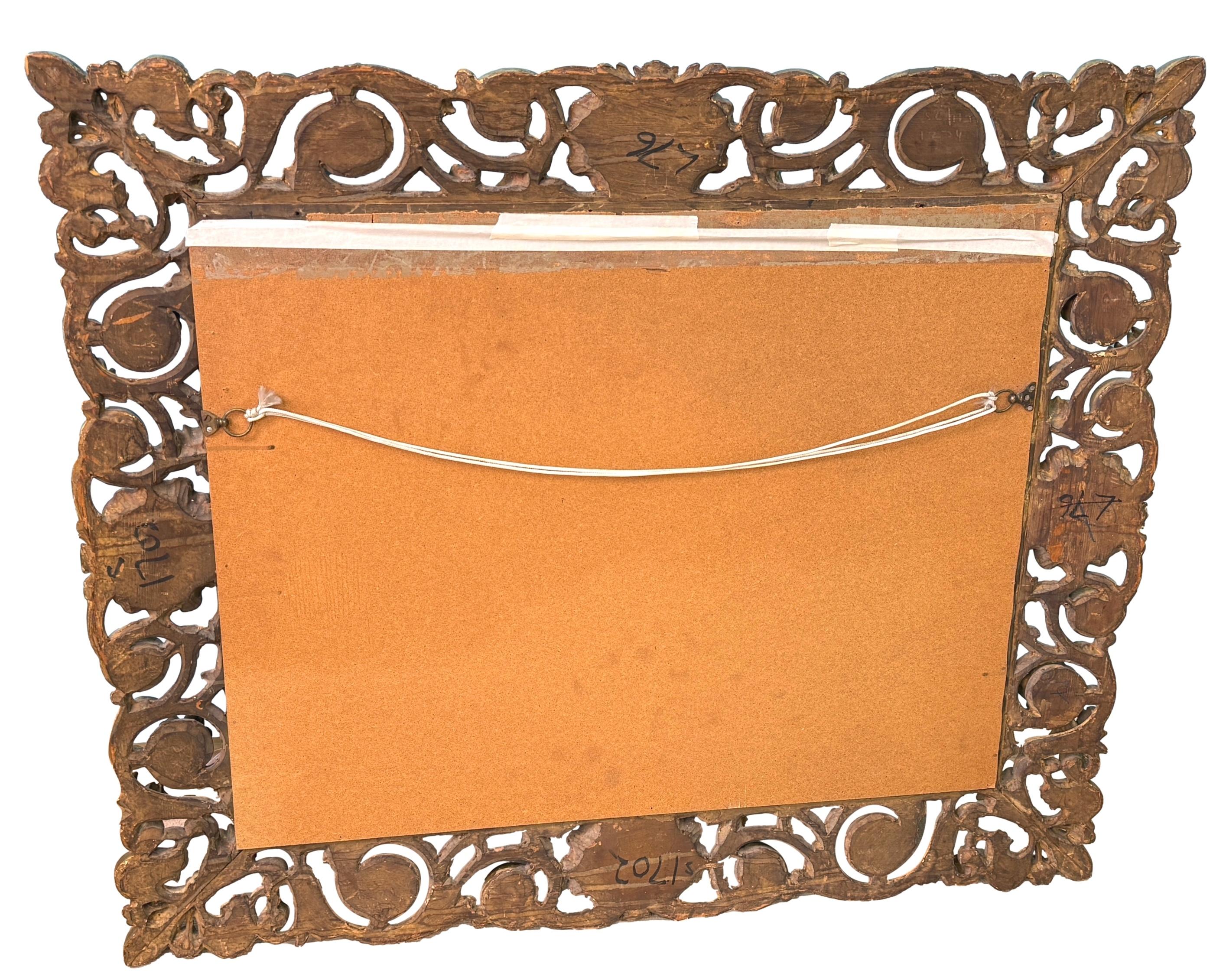 19th Century Rectangular Italian Gilt Wood Wall Mirror For Sale 3