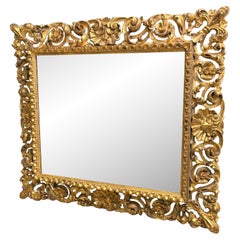 19th Century Rectangular Italian Gilt Wood Wall Mirror
