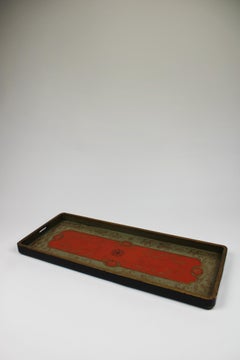 19th Century rectangular lacquered and gilded tray Napoleon III France