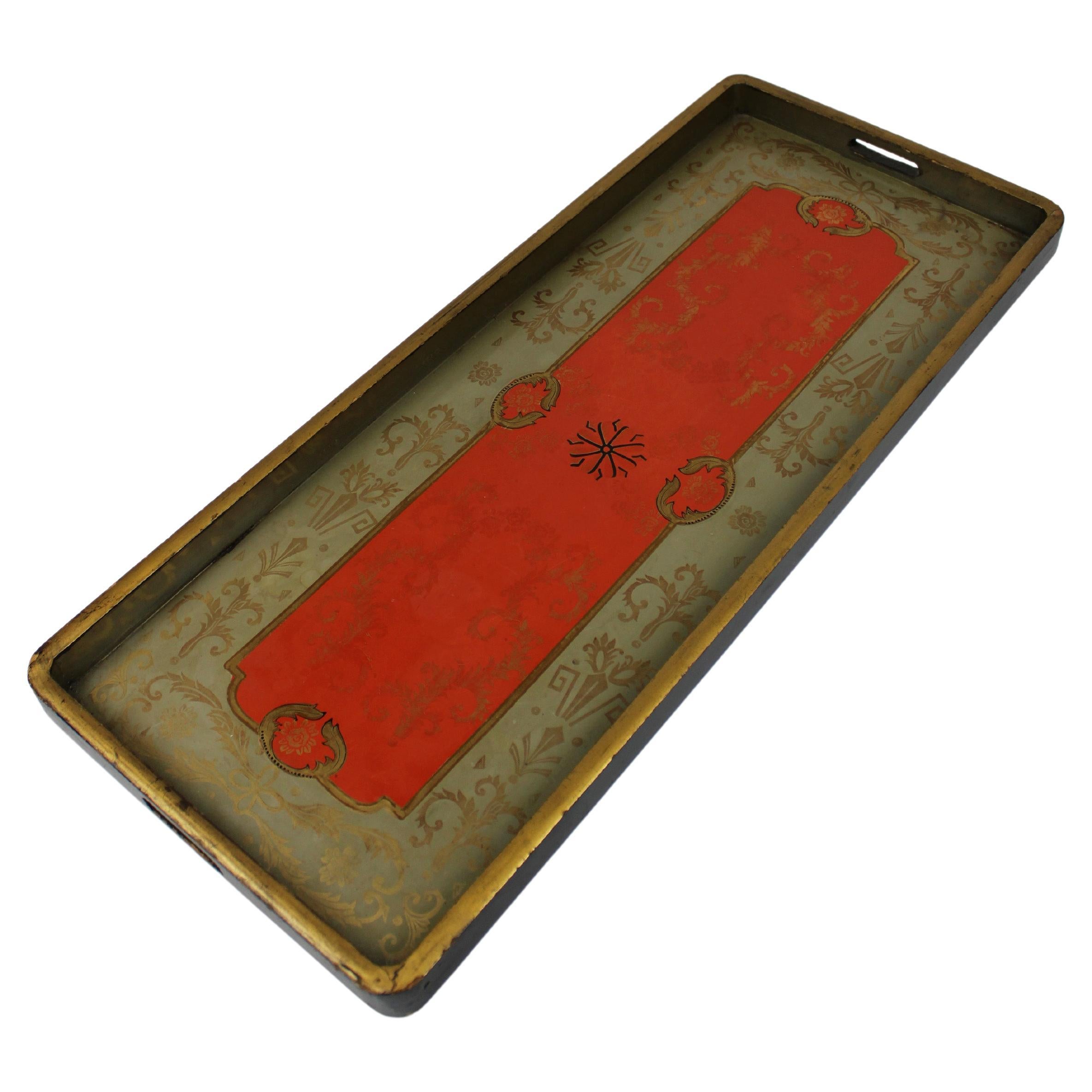 19th Century rectangular lacquered and gilded tray Napoleon III France