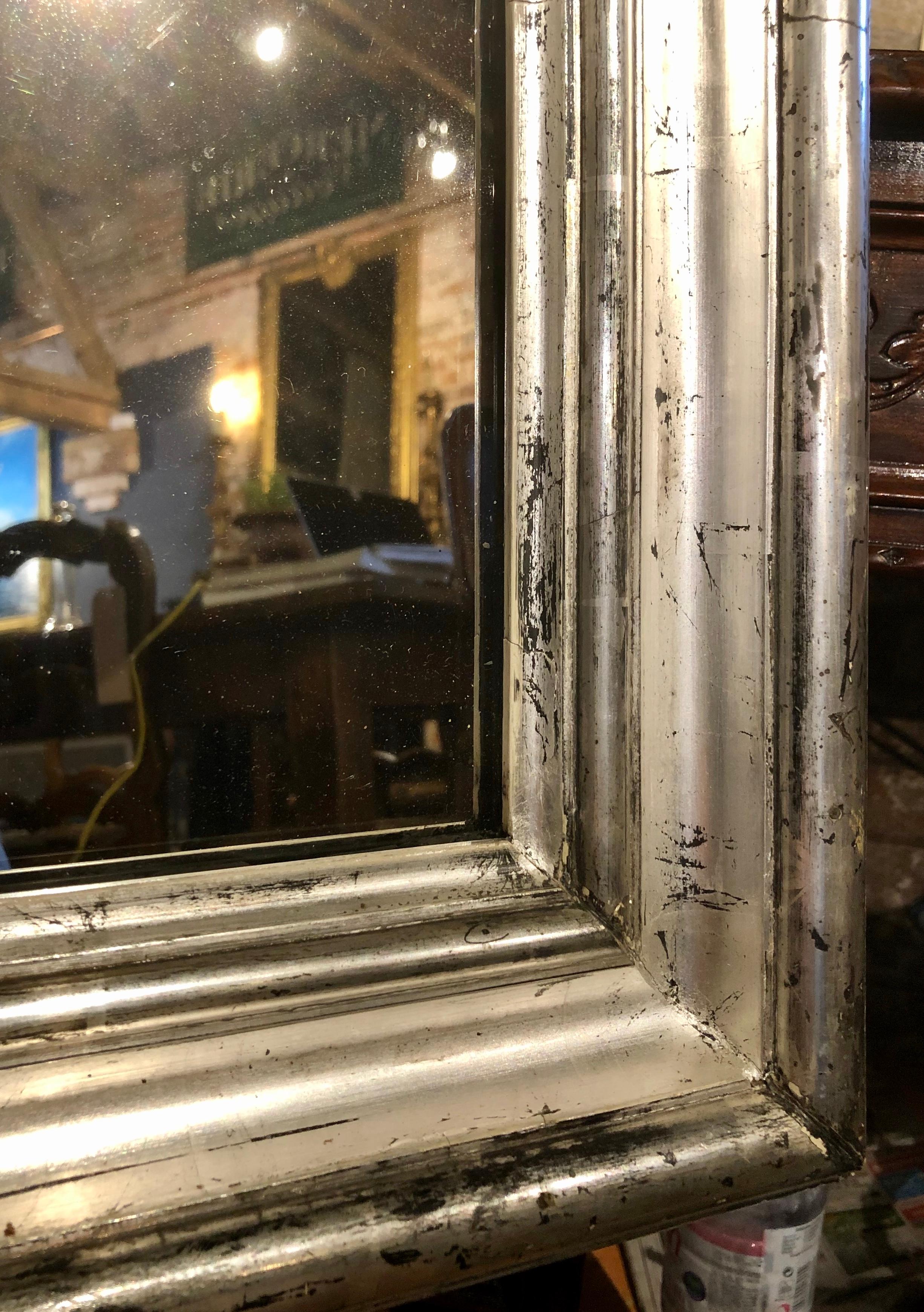 Oak 19th Century Rectangular Silver Gilt Frame Mirror