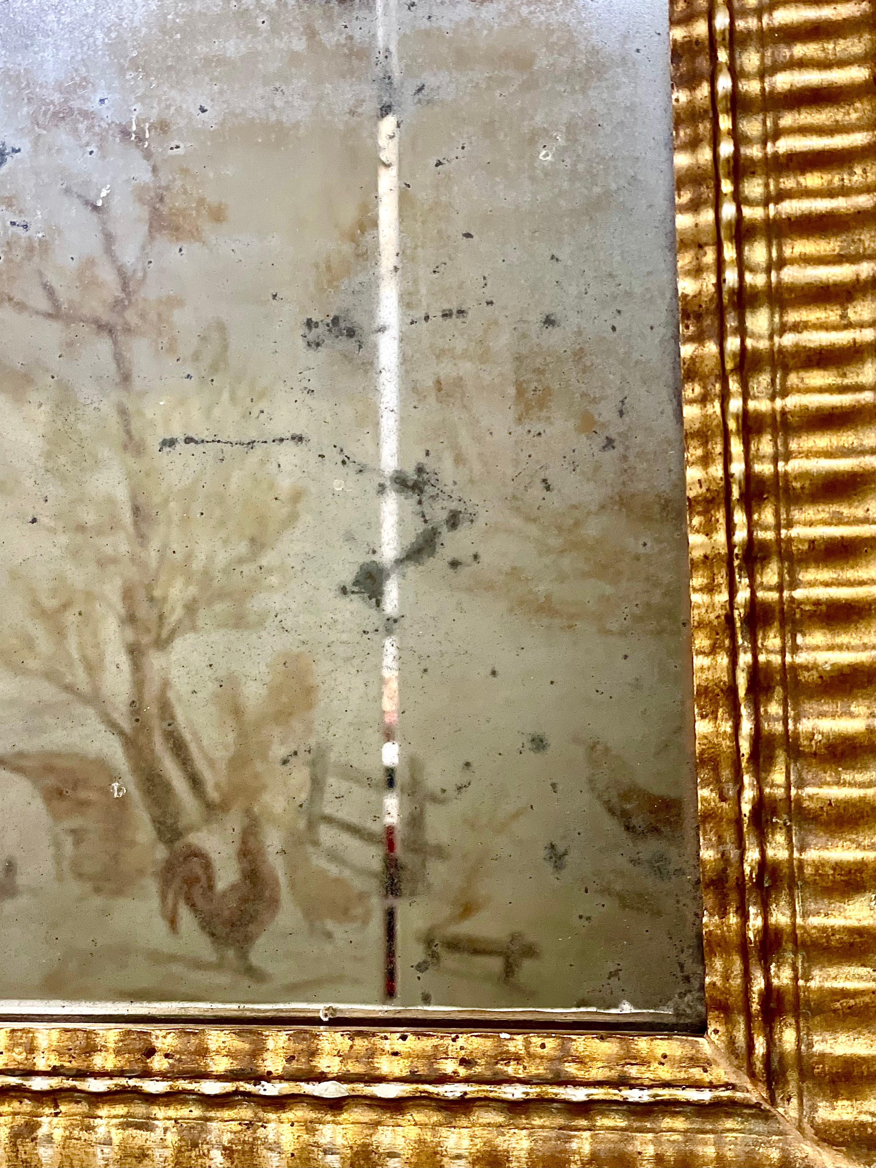 XIXe siècle Miroir mural rectangulaire du 19e siècle avec cadre en bois doré en vente