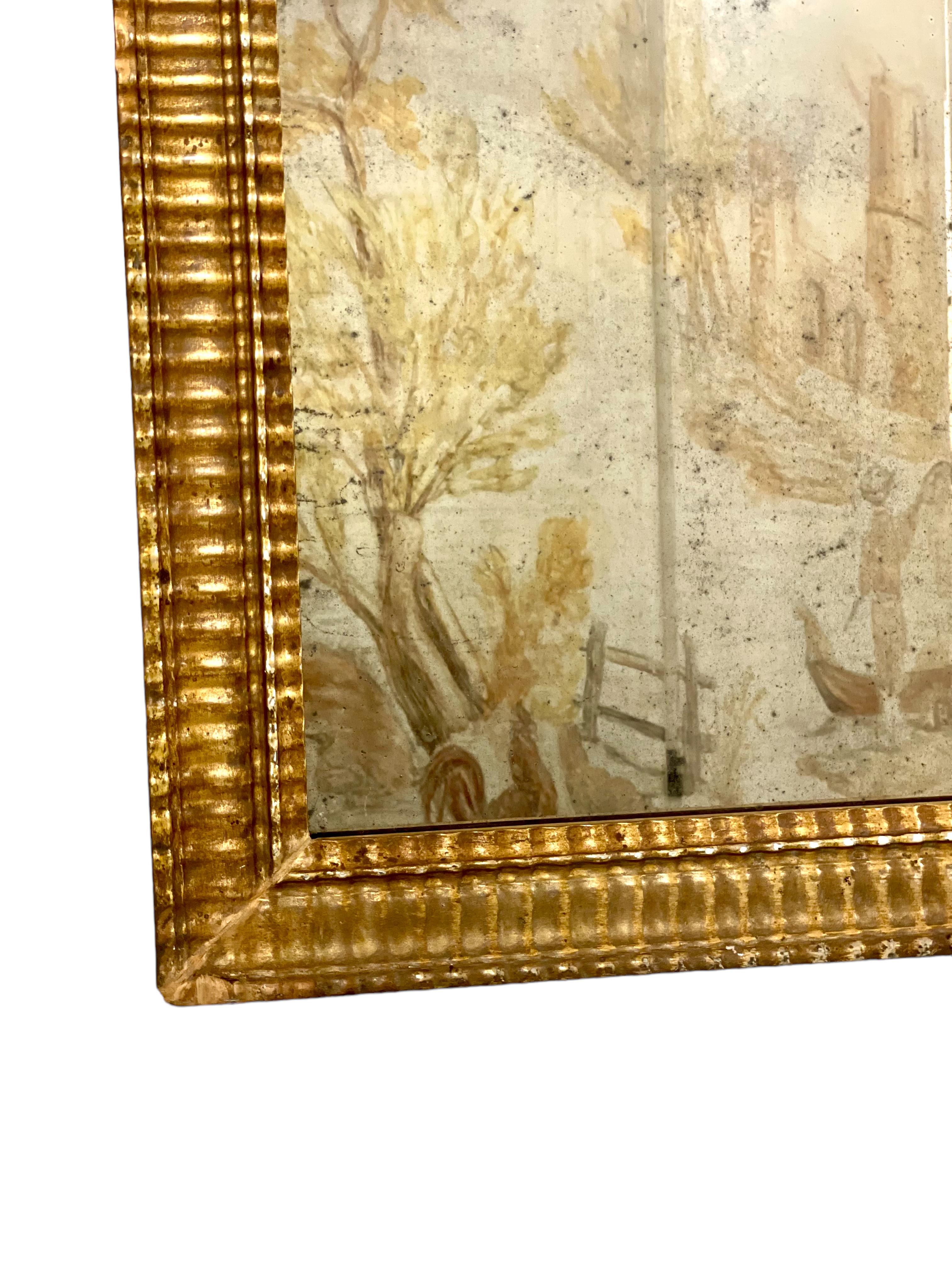 Bois Miroir mural rectangulaire du 19e siècle avec cadre en bois doré en vente