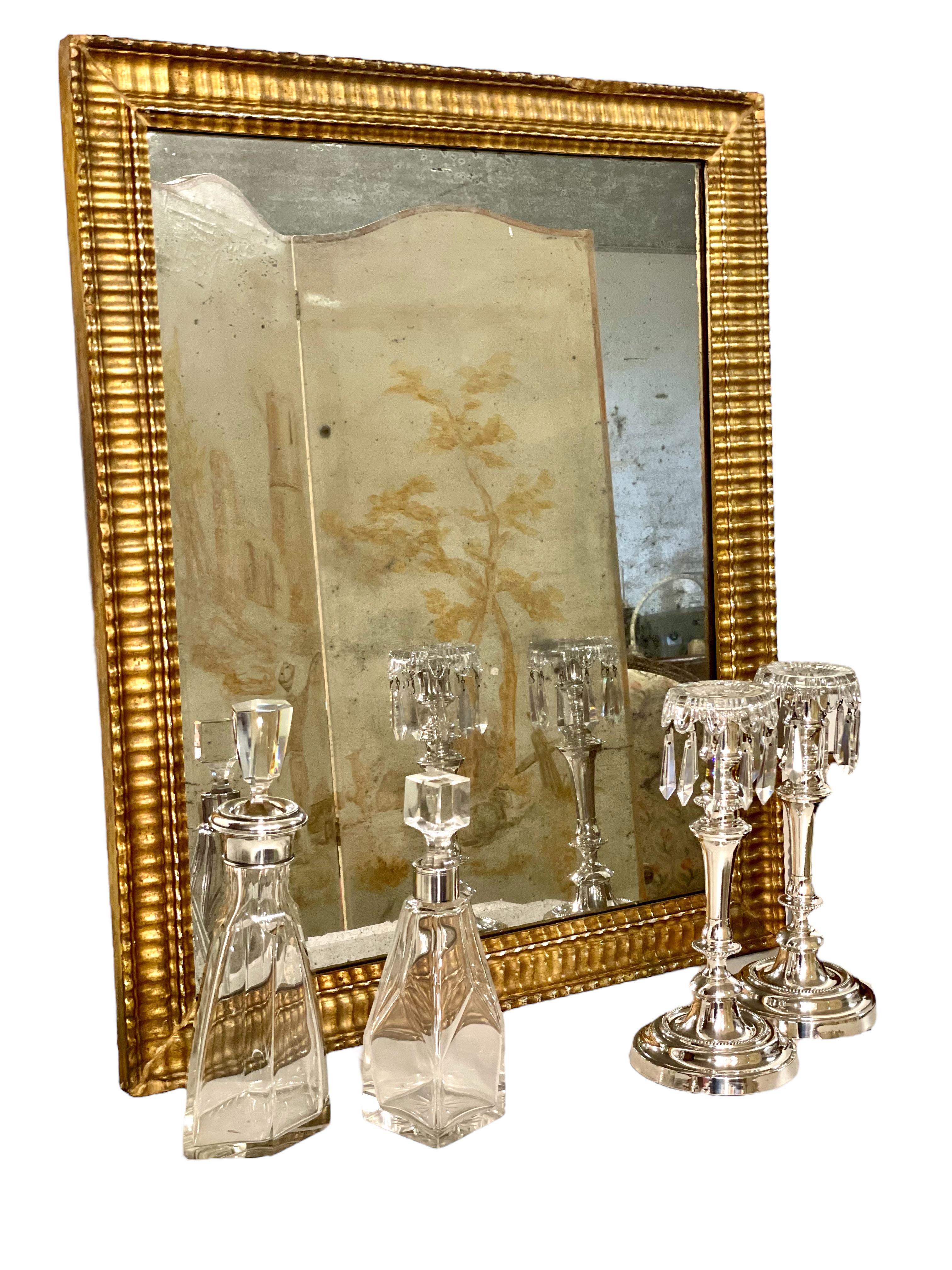19th Century Rectangular Wall Mirror with Giltwood Frame For Sale 4