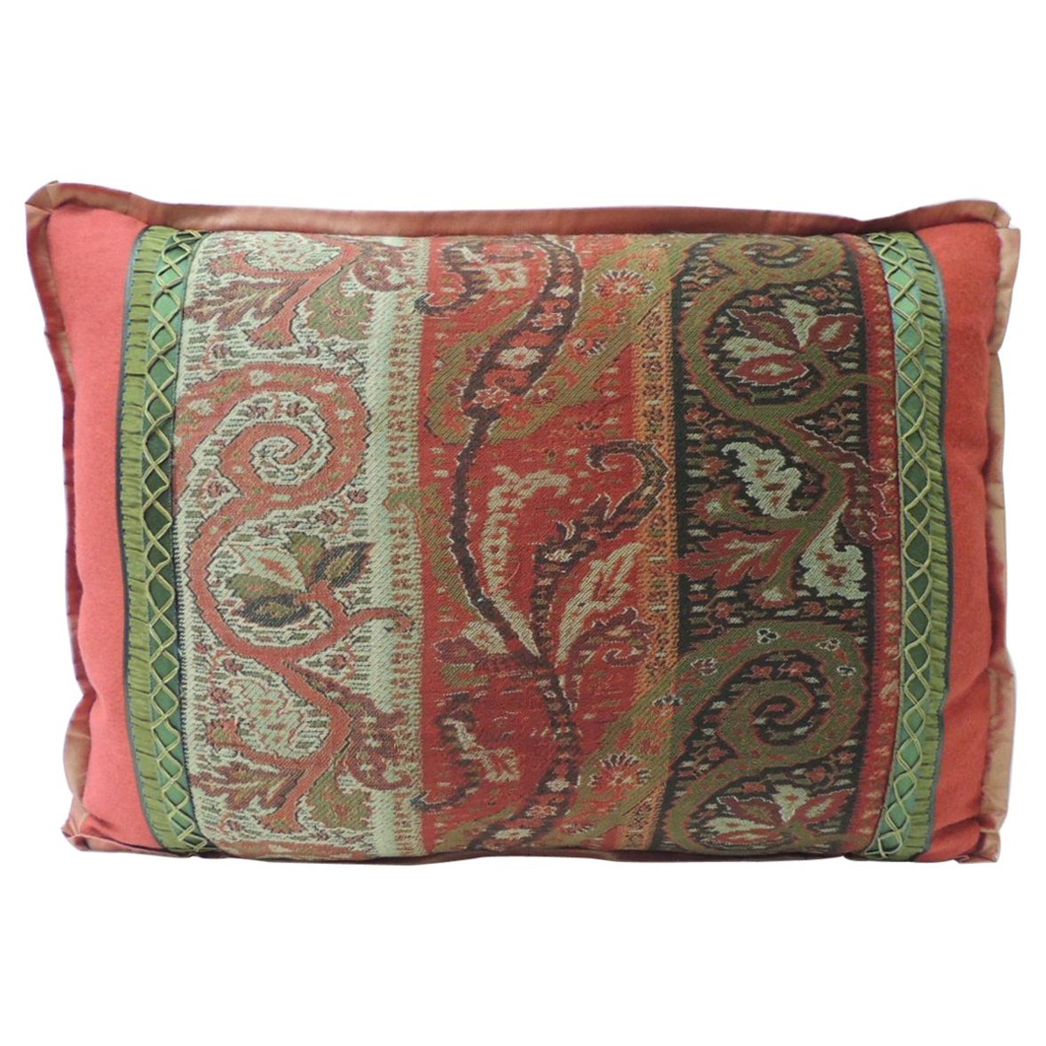 19th Century Red And Black Kashmir Paisley Lumbar Decorative