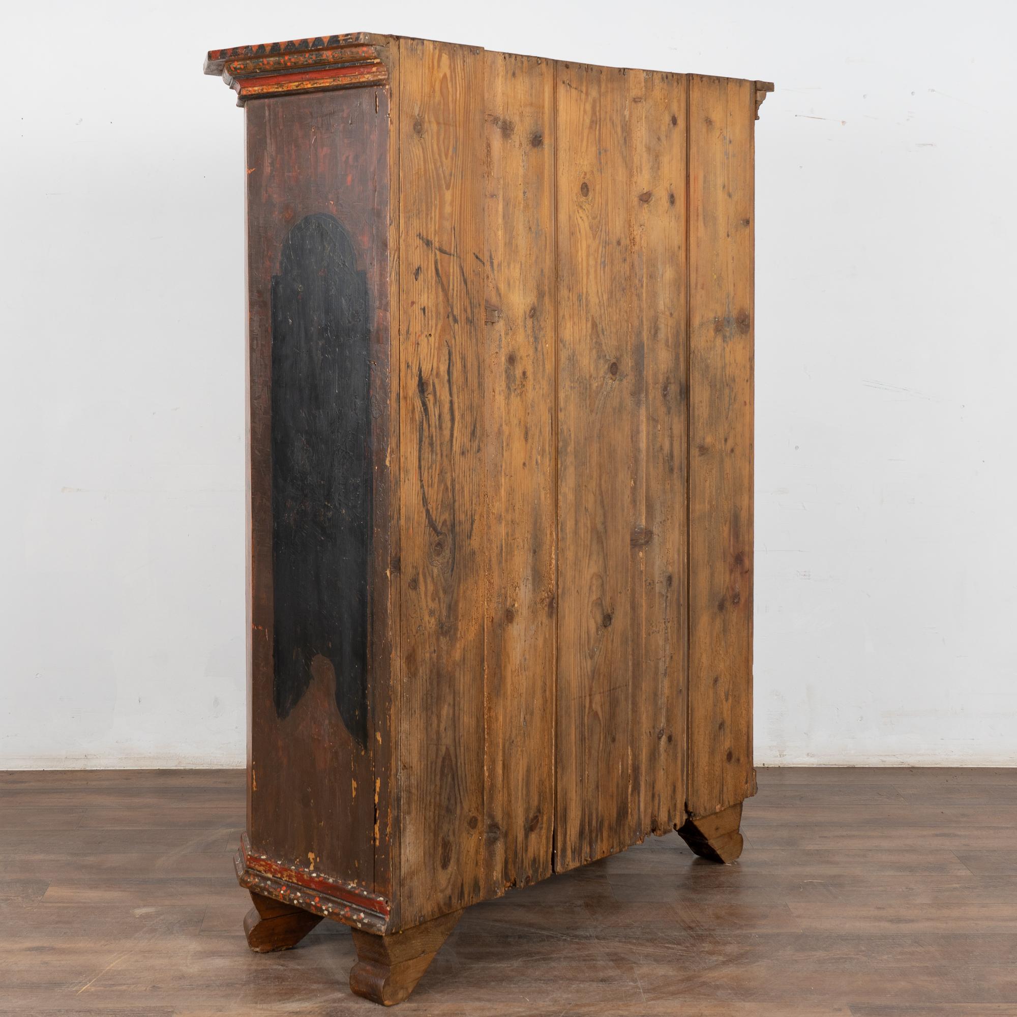 19th Century Red and Black Painted Swedish Pine Two Door Armoire For Sale 6