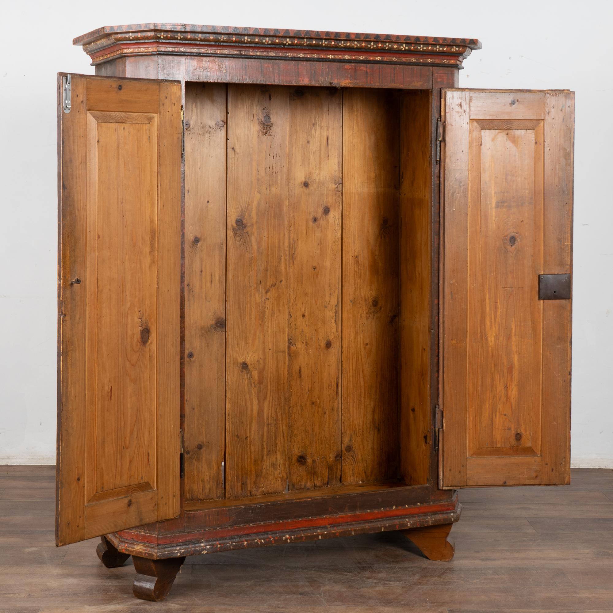 19th Century Red and Black Painted Swedish Pine Two Door Armoire For Sale 3