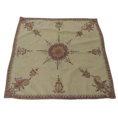 Antique 19th Century Red and Green Indian Paisley Embroidery Cloth