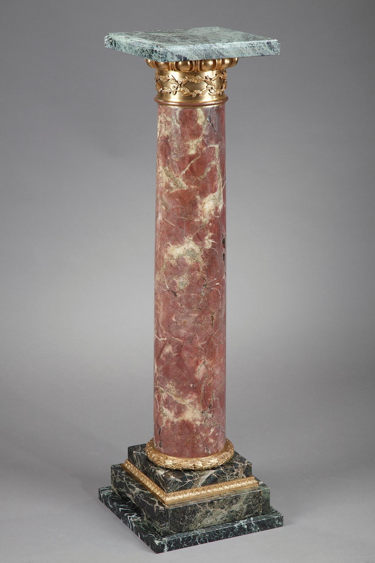 French 19th Century Red and Green Marble Pedestal