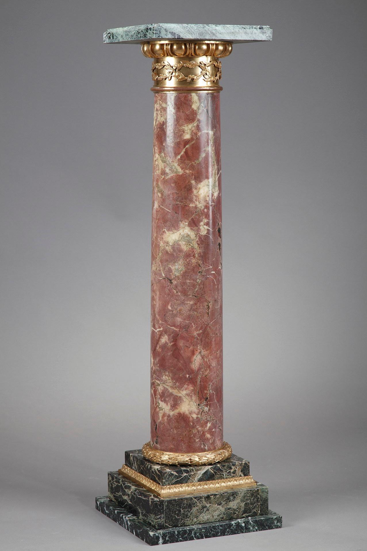 19th Century Red and Green Marble Pedestal In Good Condition In Paris, FR