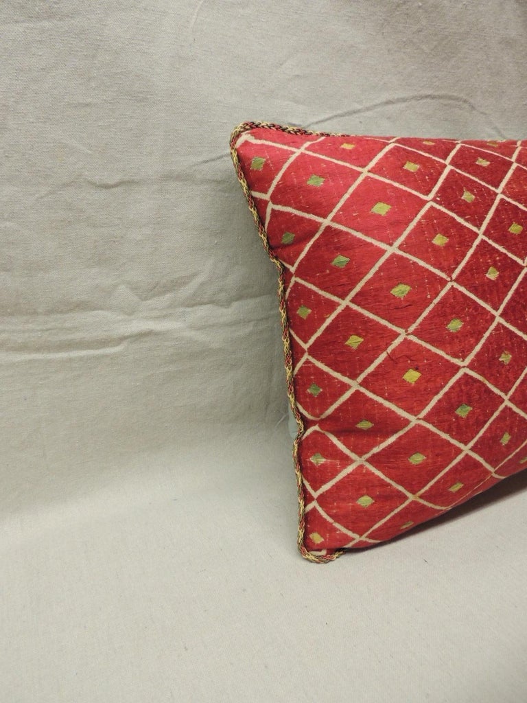 19th Century Red And Yellow Embroidery Moroccan Silk Decorative