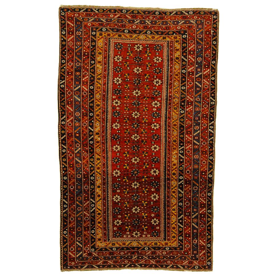 19th Century Red and Yellow Wool Mina-Khani Shirwan Caucasian Rug, circa 1890s