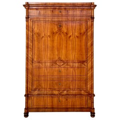 19th Century Red-Brown Biedermeier Secretary in Cherry and Maple, circa 1835