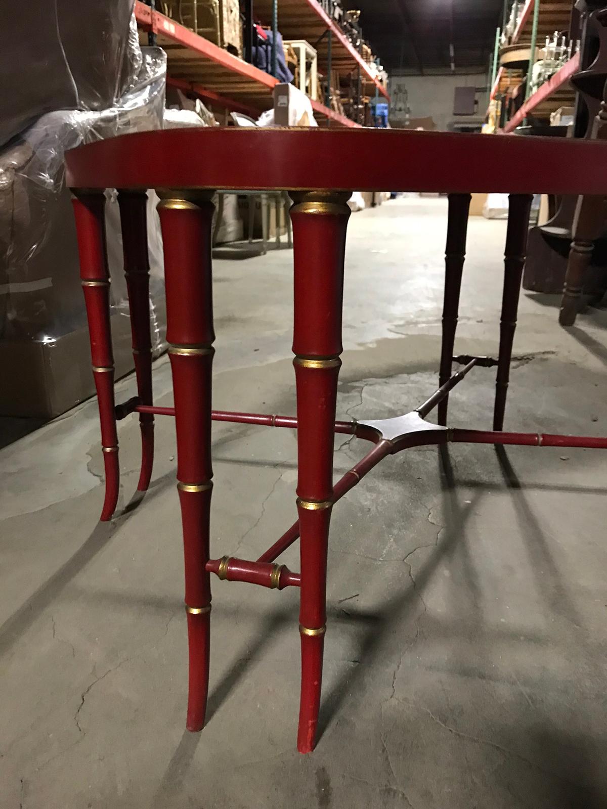 19th Century Red Chinoiserie Tray on Custom Stand as Coffee Table For Sale 1