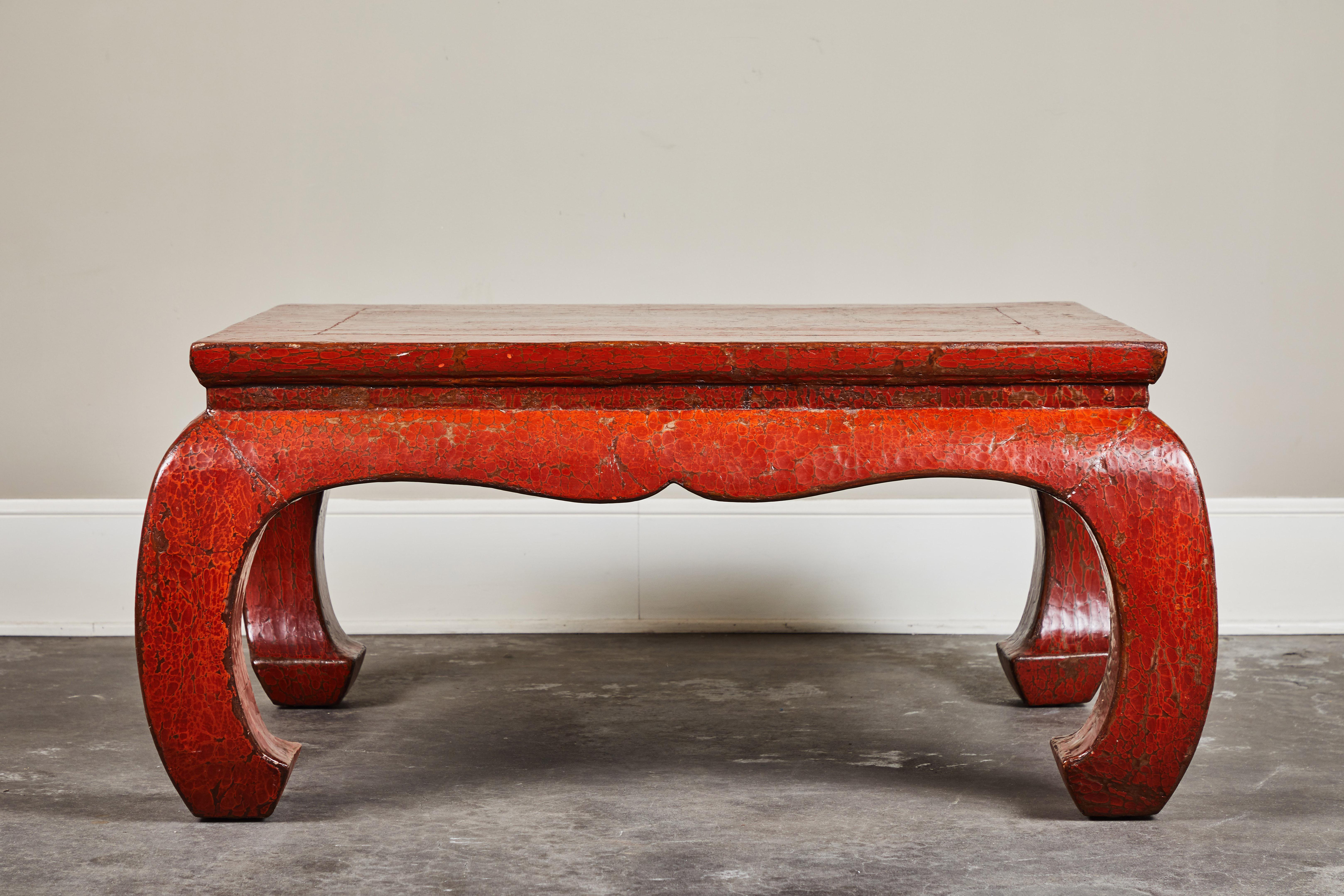 19th Century Red Crackle Lacquer Kang Table 3