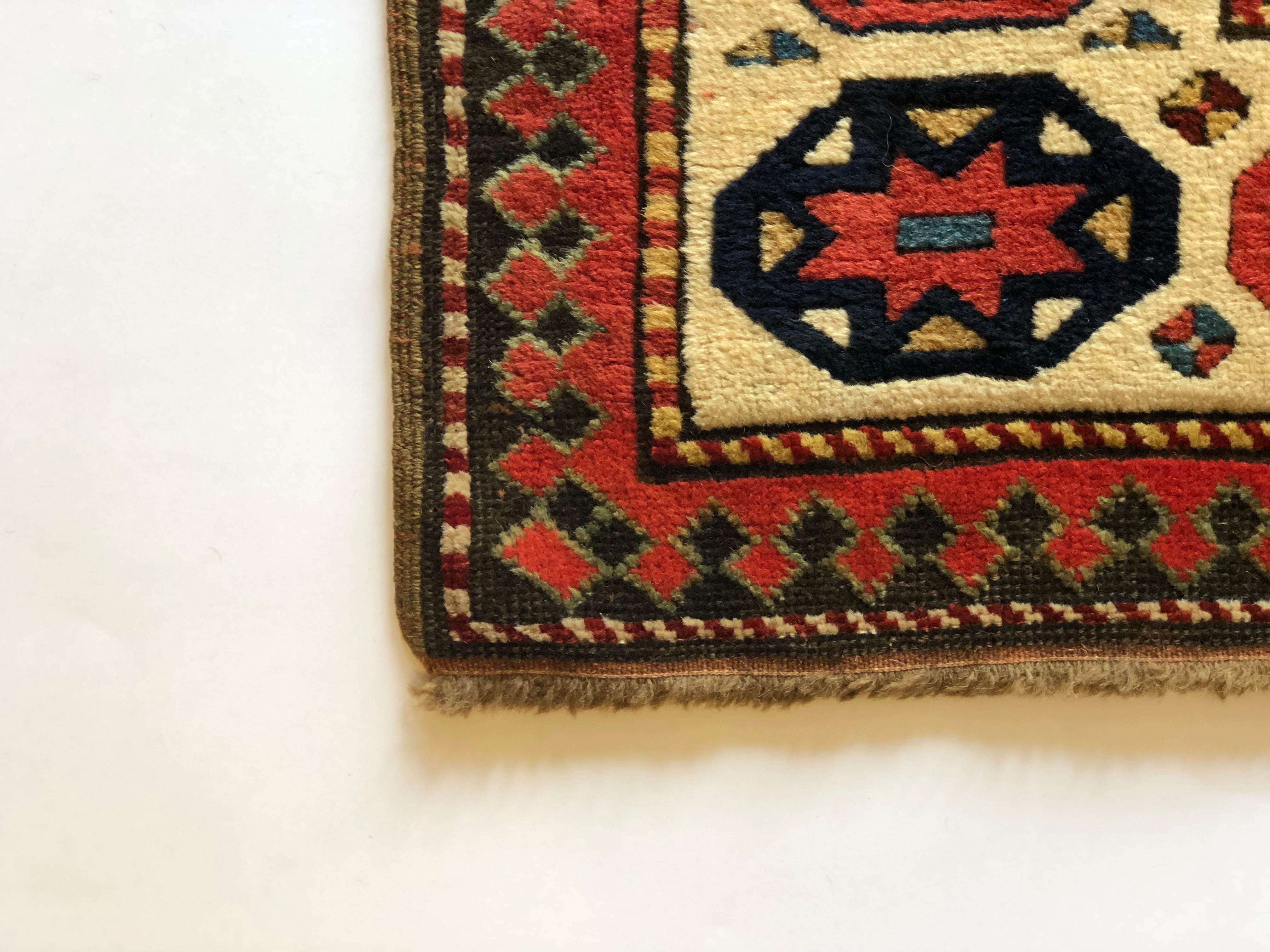 19th Century, Red Field & Ivory Border, Wool Caucasian Talish Kazak Rug/Runner For Sale 2