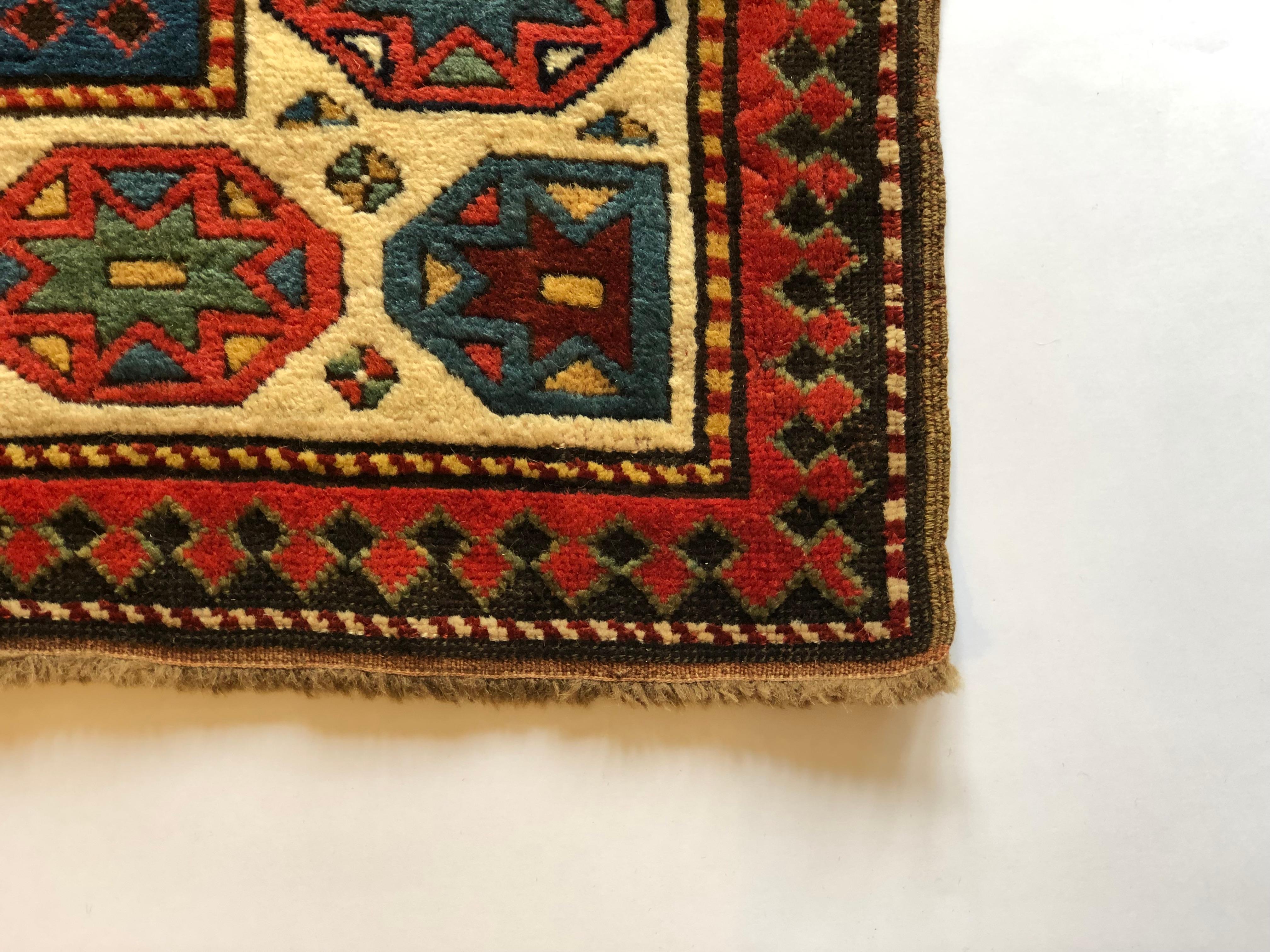 19th Century, Red Field & Ivory Border, Wool Caucasian Talish Kazak Rug/Runner For Sale 3