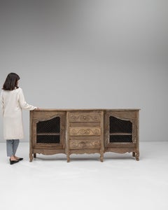 19th Century Red French Provincial Mesh-Door Buffet with Carved