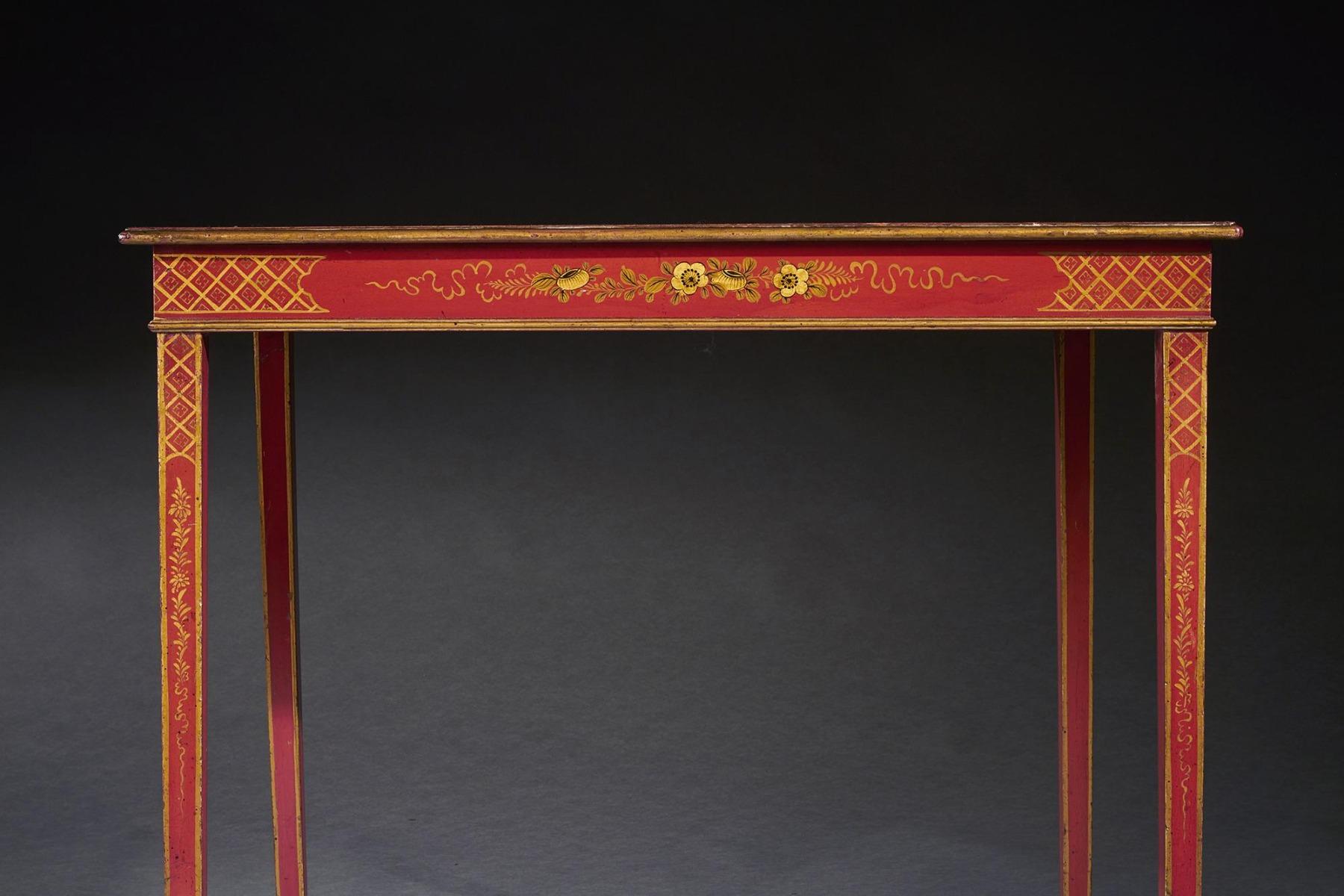 19th Century Red Japanned Occasional Table In Good Condition For Sale In Benington, Herts