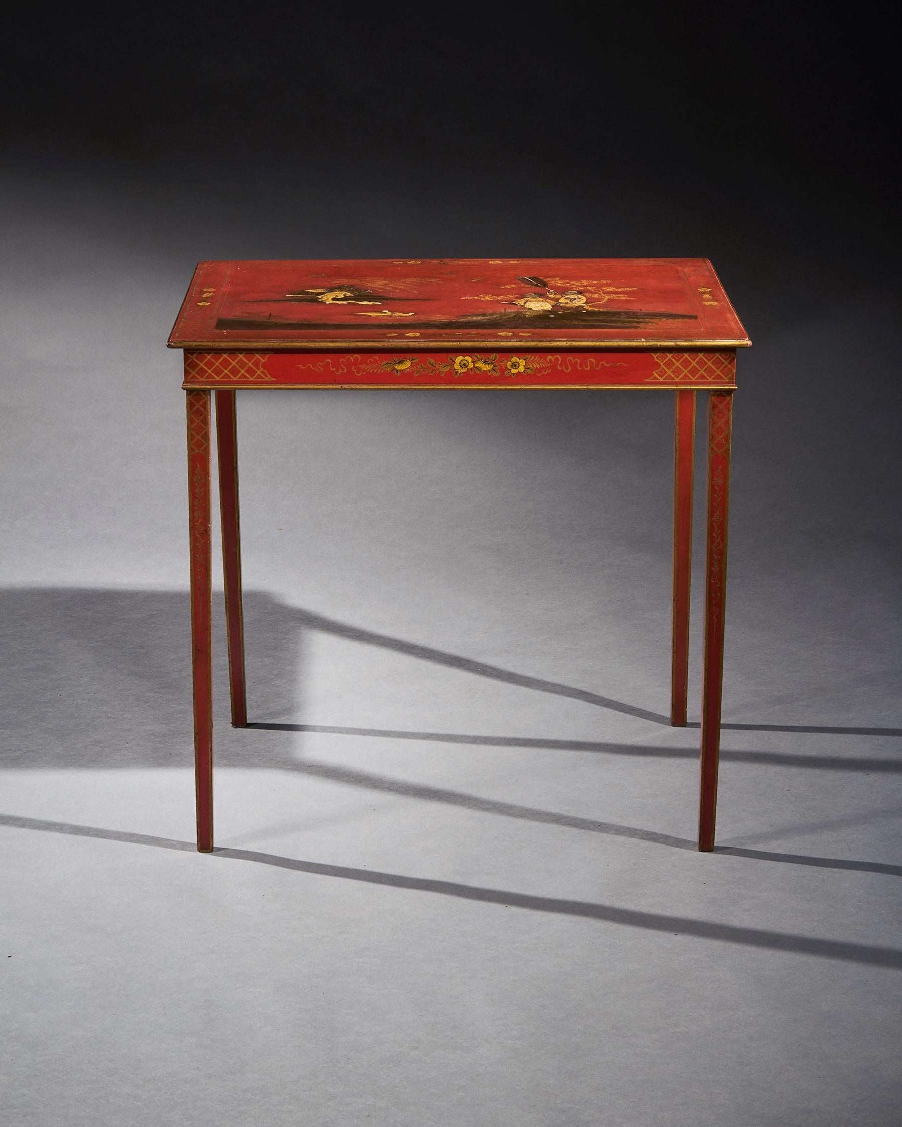 19th Century Red Japanned Occasional Table For Sale 1