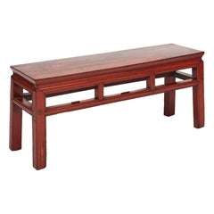 19th Century Red Lacquer Bench From China's Zhejiang Province