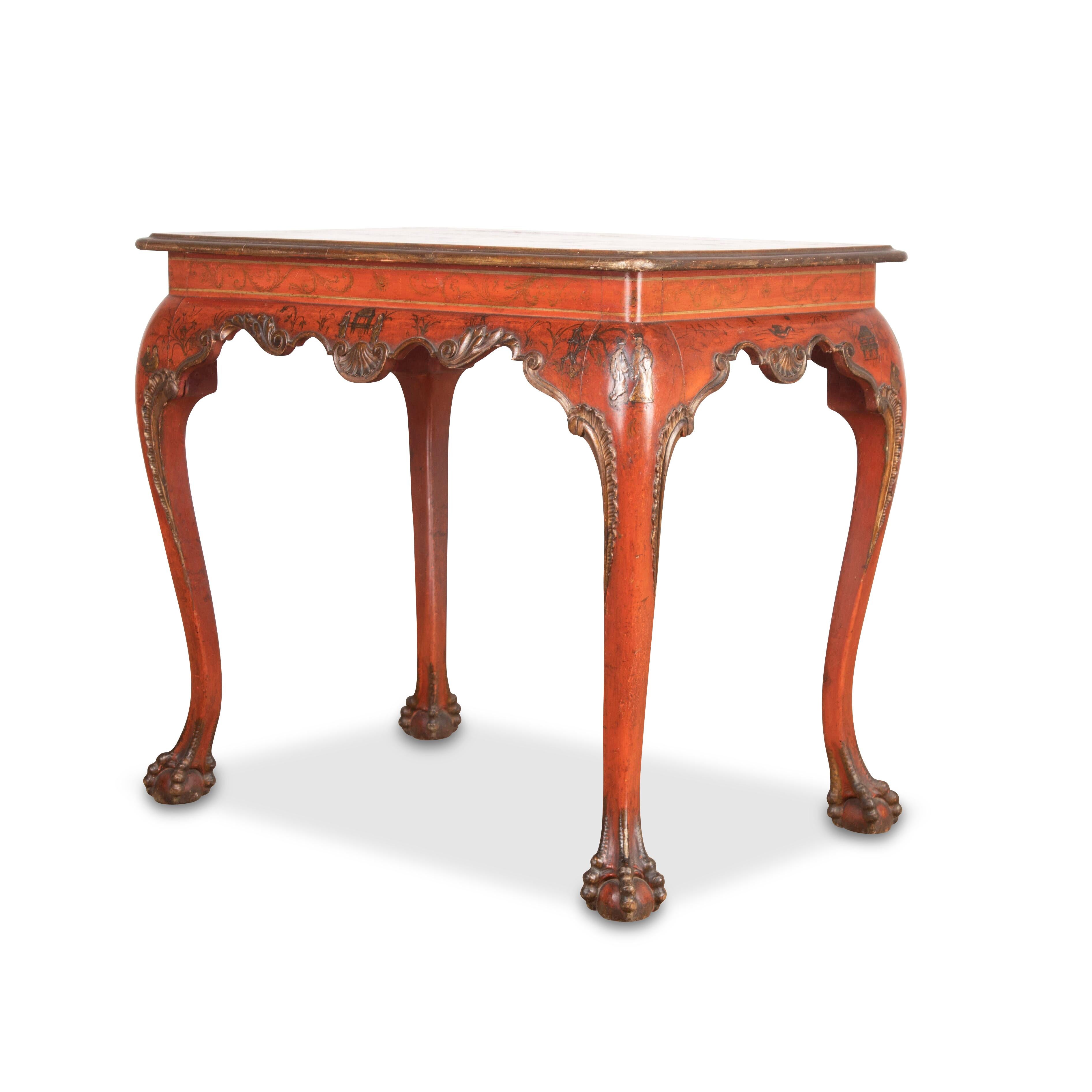 19th Century Red Lacquered Centre Table For Sale 3