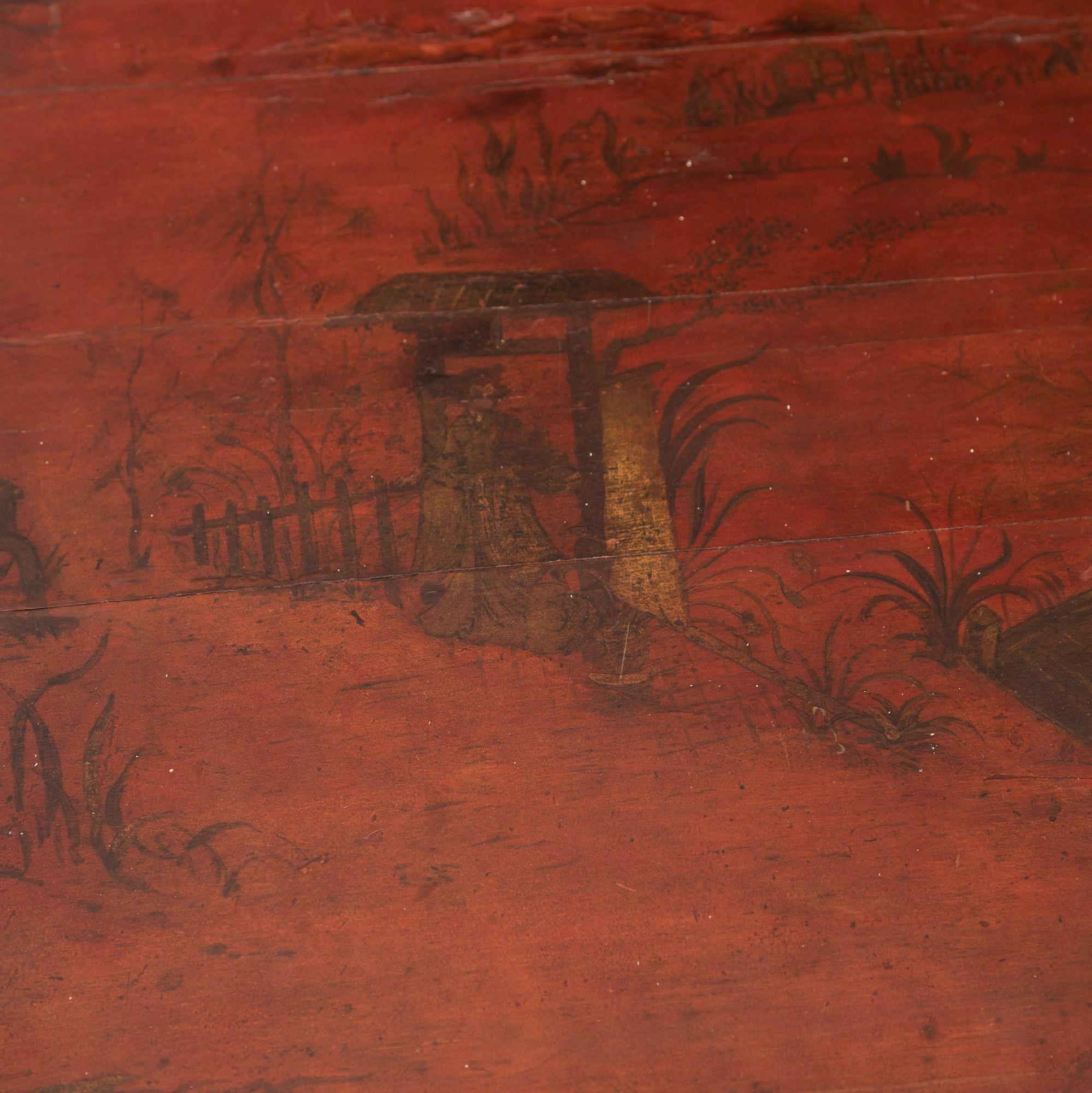 19th Century Red Lacquered Centre Table For Sale 6