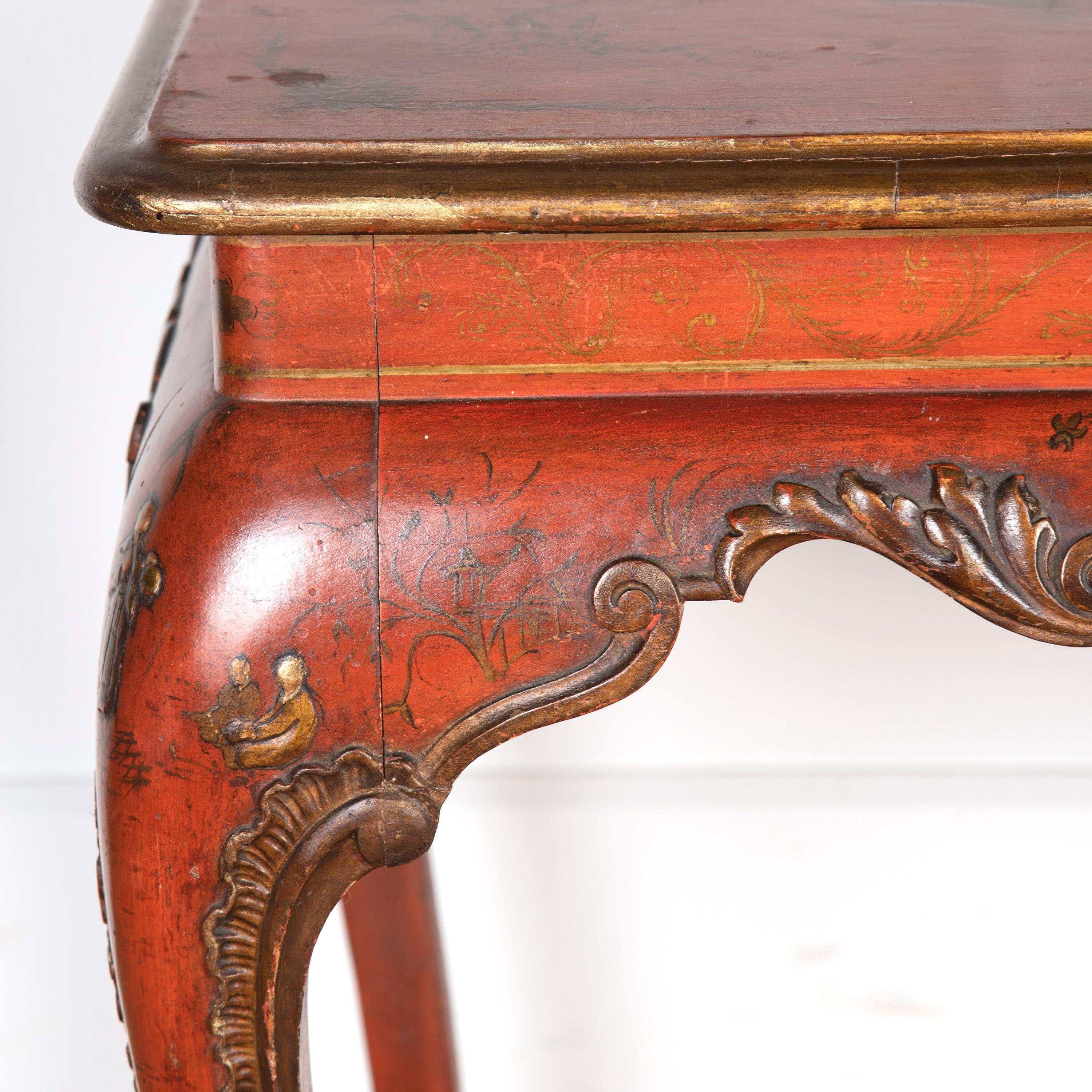 19th Century Red Lacquered Centre Table For Sale 5