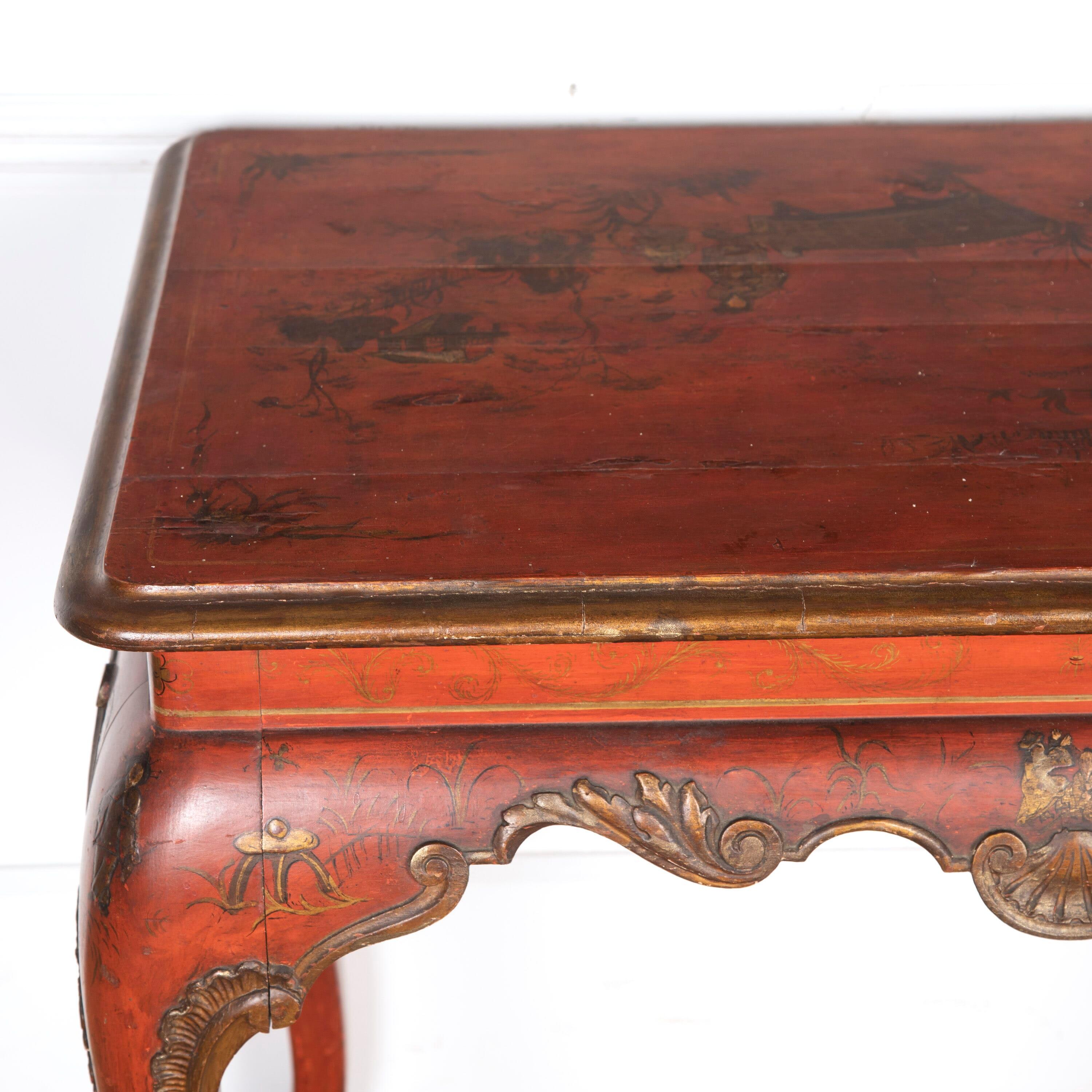 19th Century Red Lacquered Centre Table For Sale 10