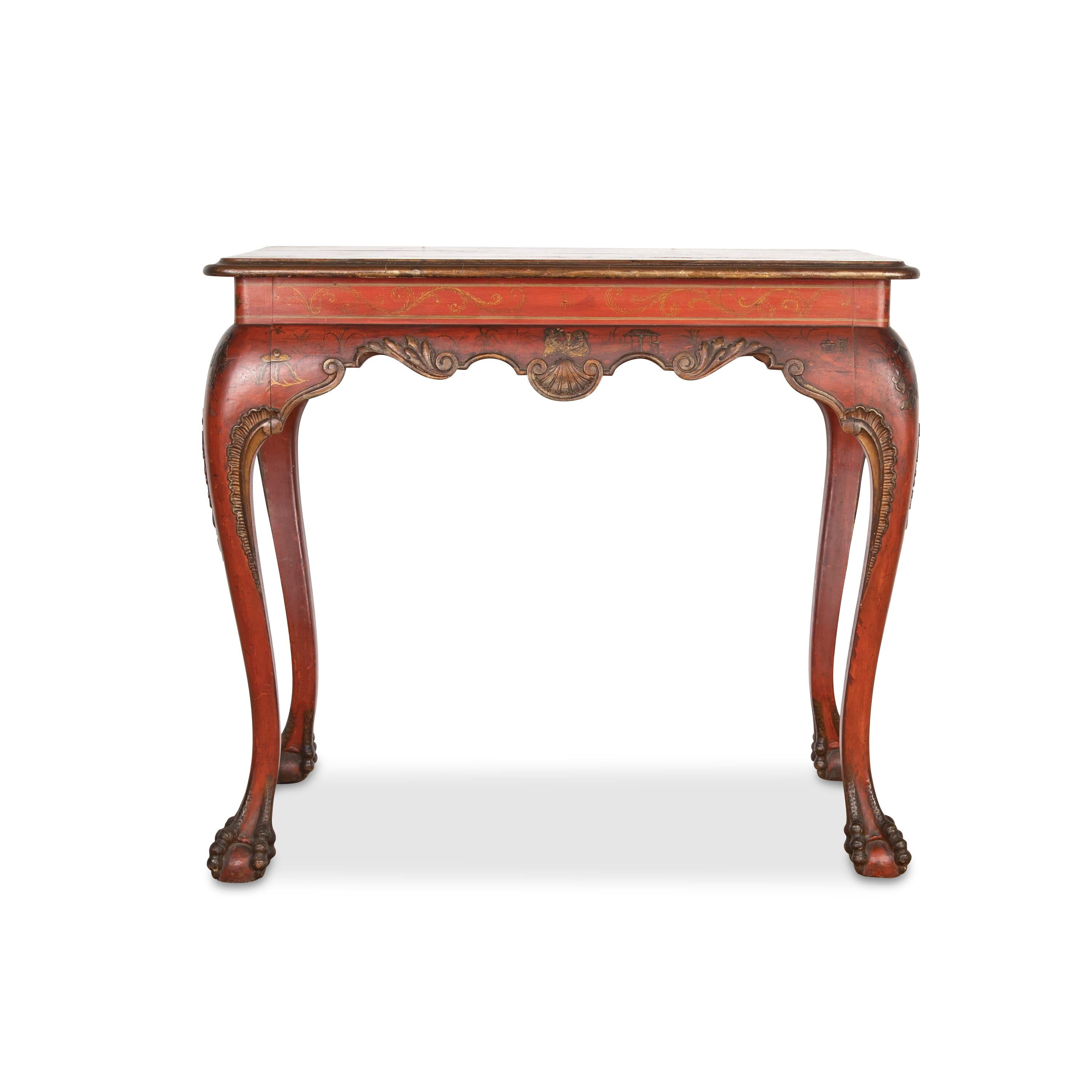 Chinoiserie 19th Century Red Lacquered Centre Table For Sale