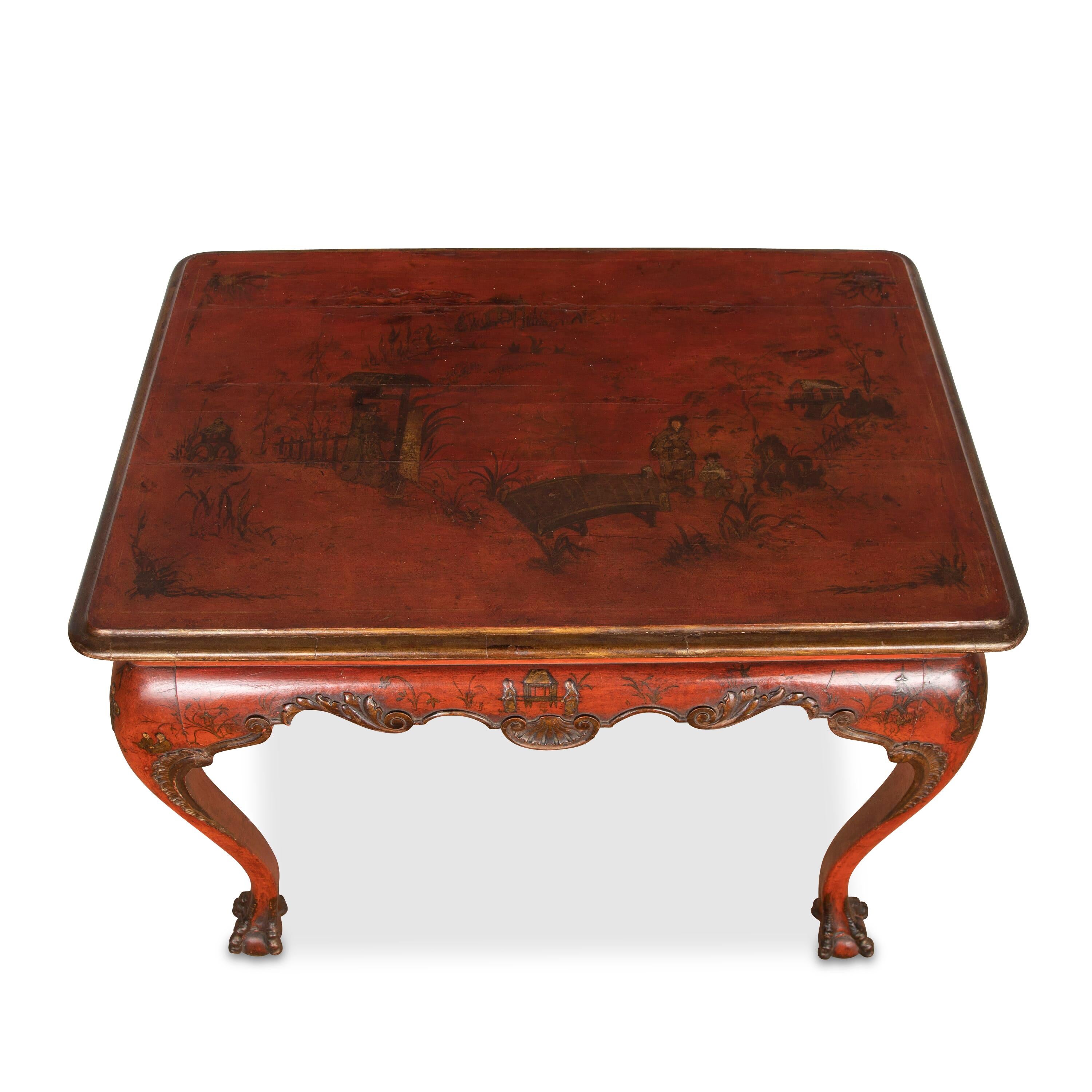 Italian 19th Century Red Lacquered Centre Table For Sale