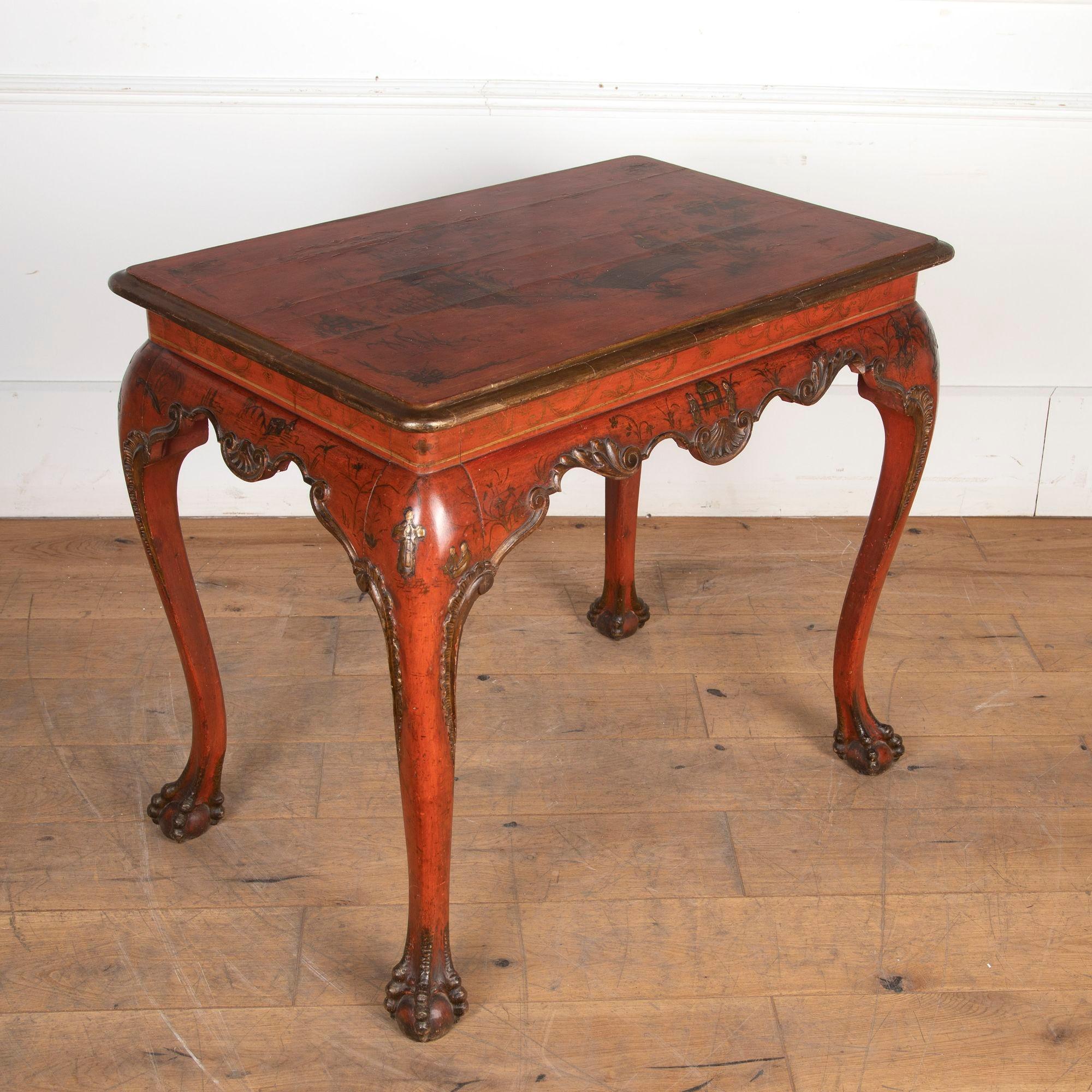 19th Century Red Lacquered Centre Table In Good Condition For Sale In Gloucestershire, GB