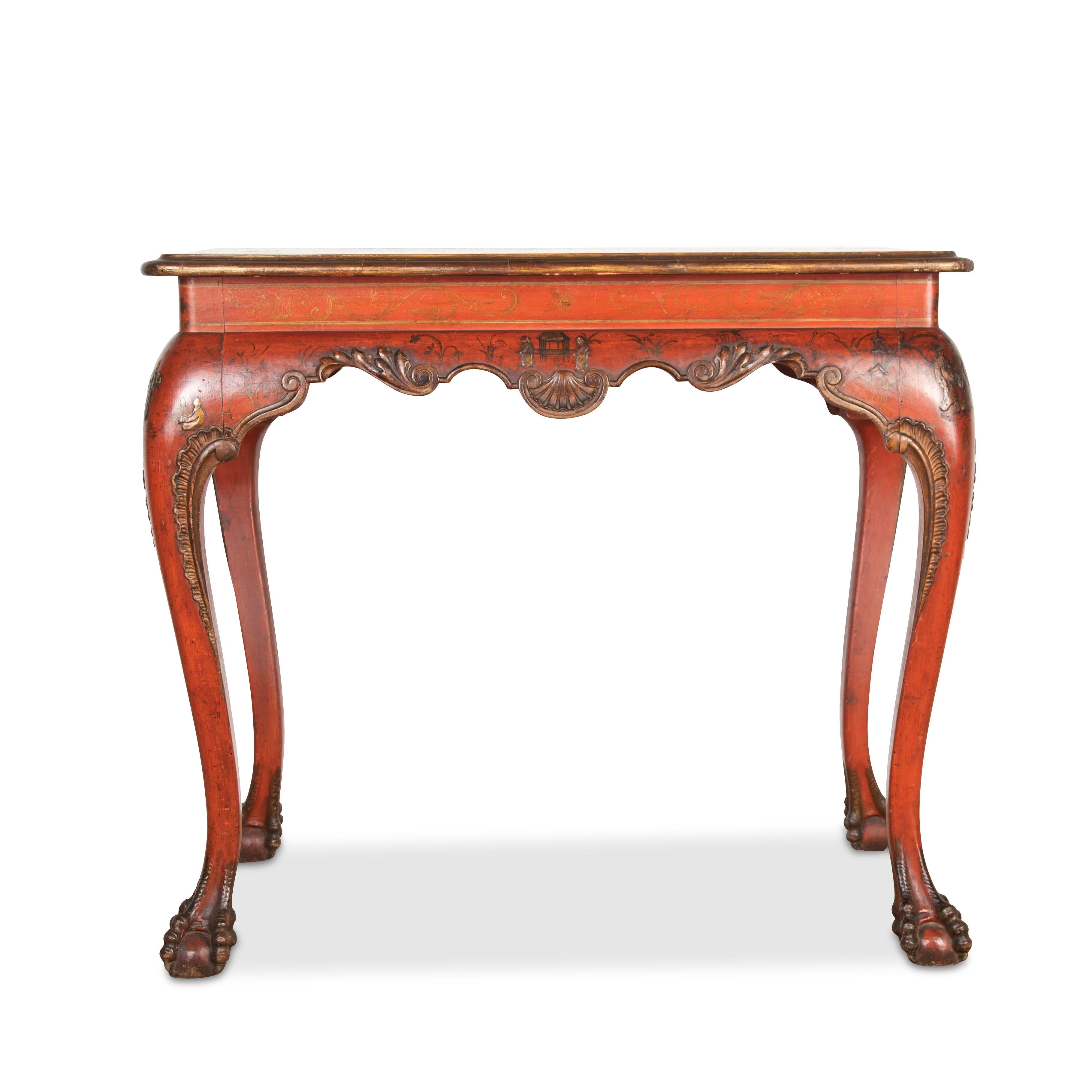 19th Century Red Lacquered Centre Table In Good Condition For Sale In Shipston-On-Stour, GB
