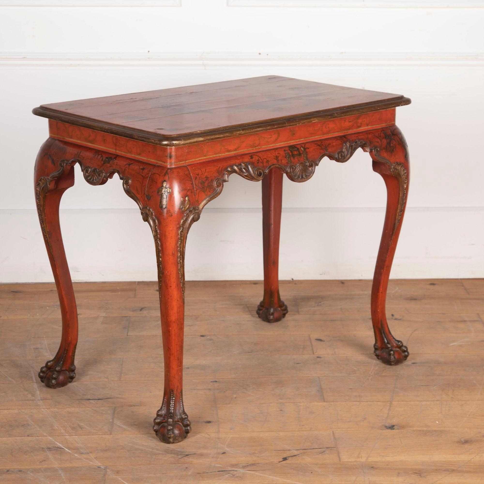 19th Century Red Lacquered Centre Table For Sale 1