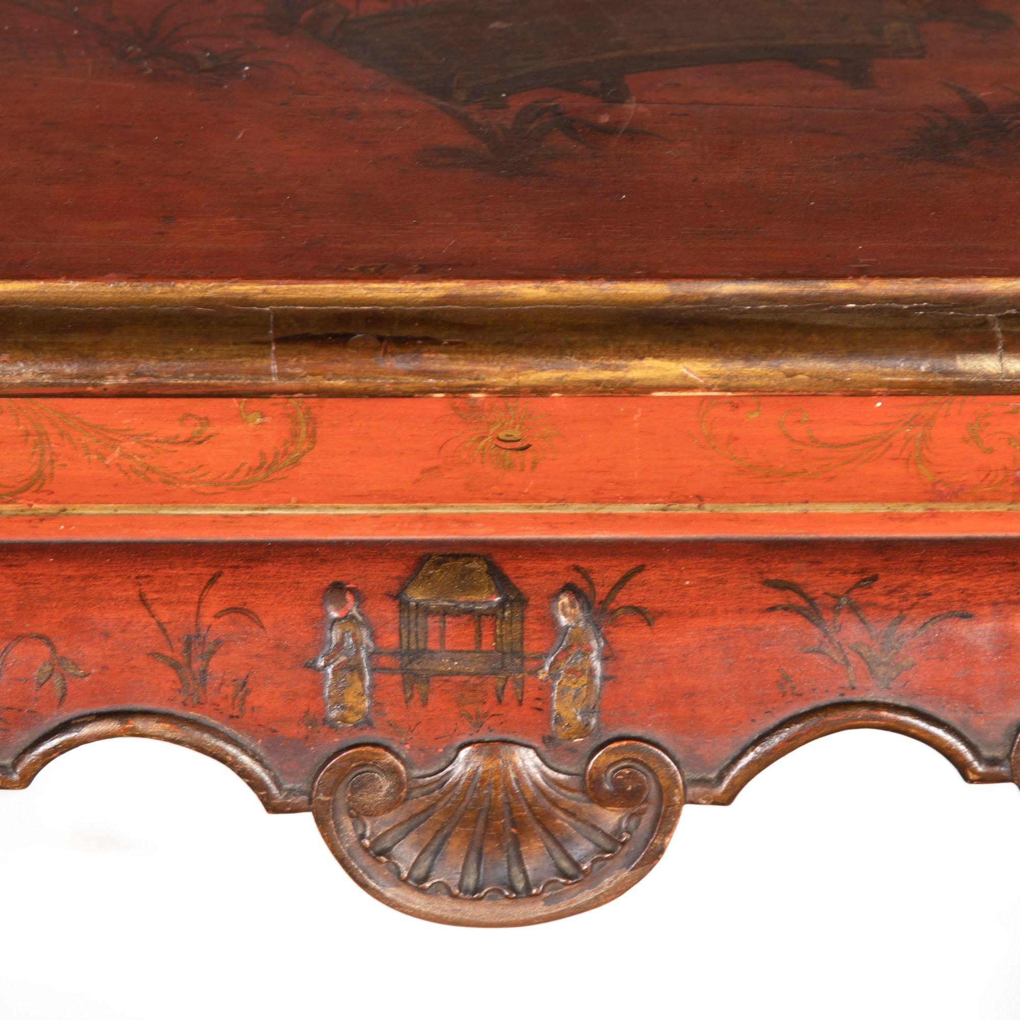 19th Century Red Lacquered Centre Table For Sale 2