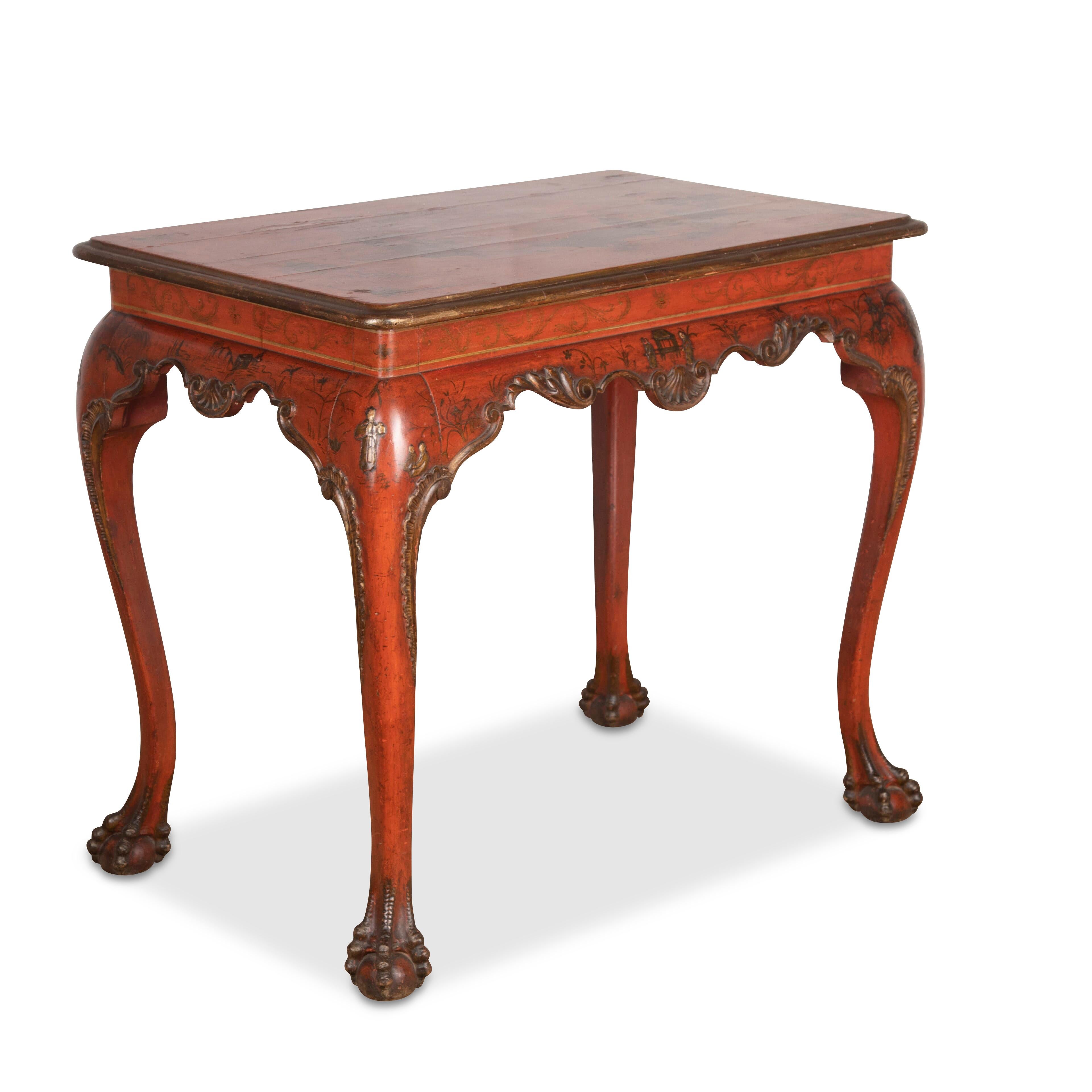 Wood 19th Century Red Lacquered Centre Table For Sale