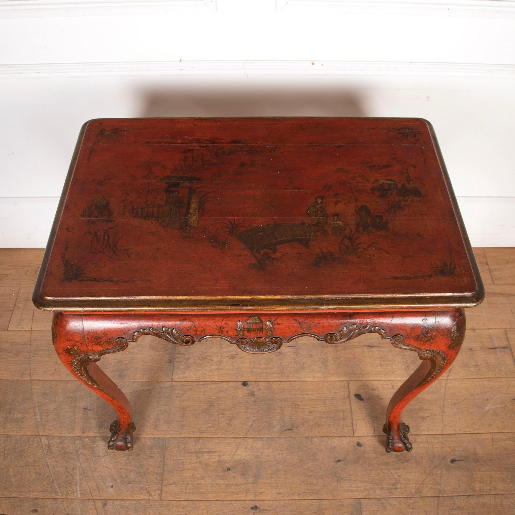 19th Century Red Lacquered Centre Table For Sale 3