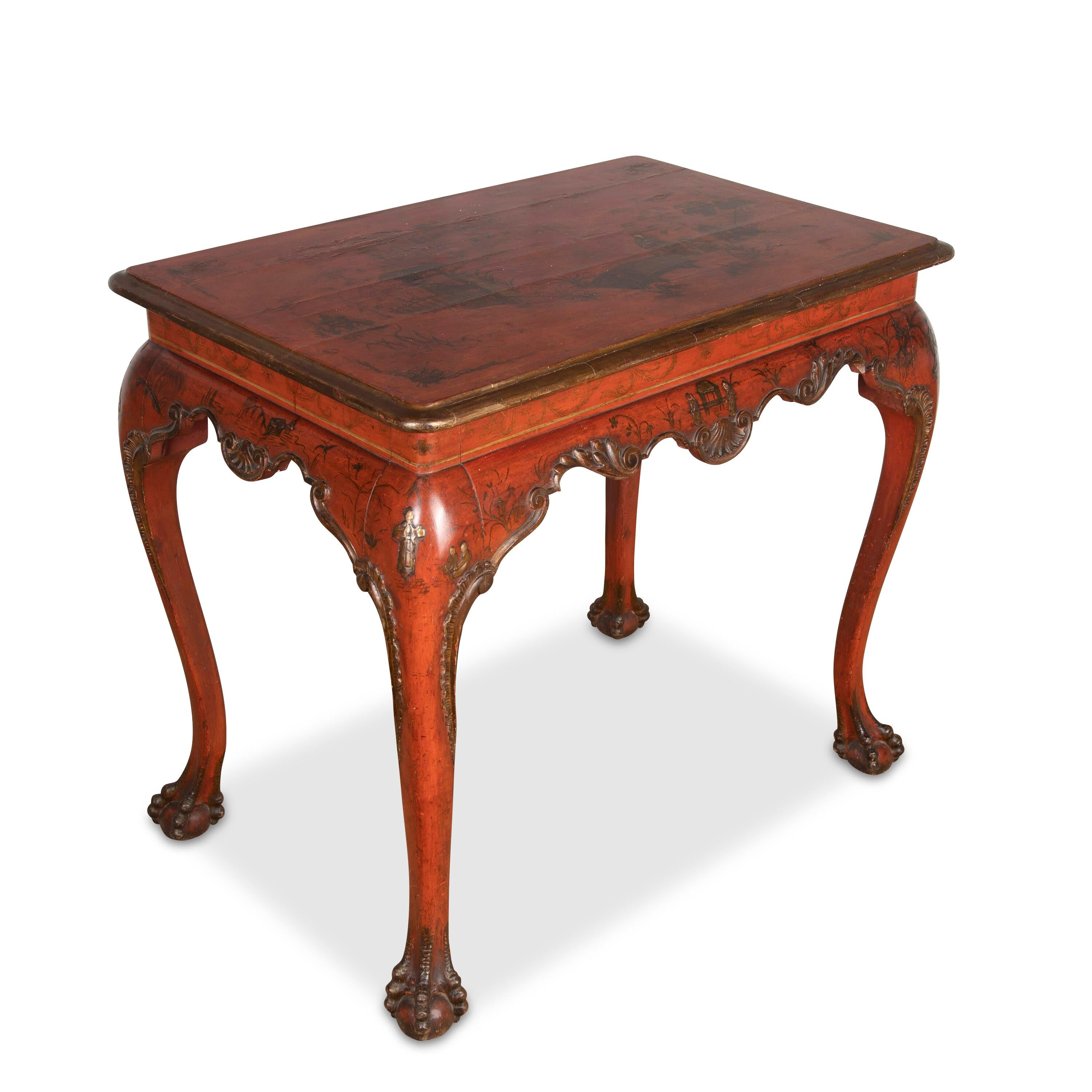 19th Century Red Lacquered Centre Table For Sale 1