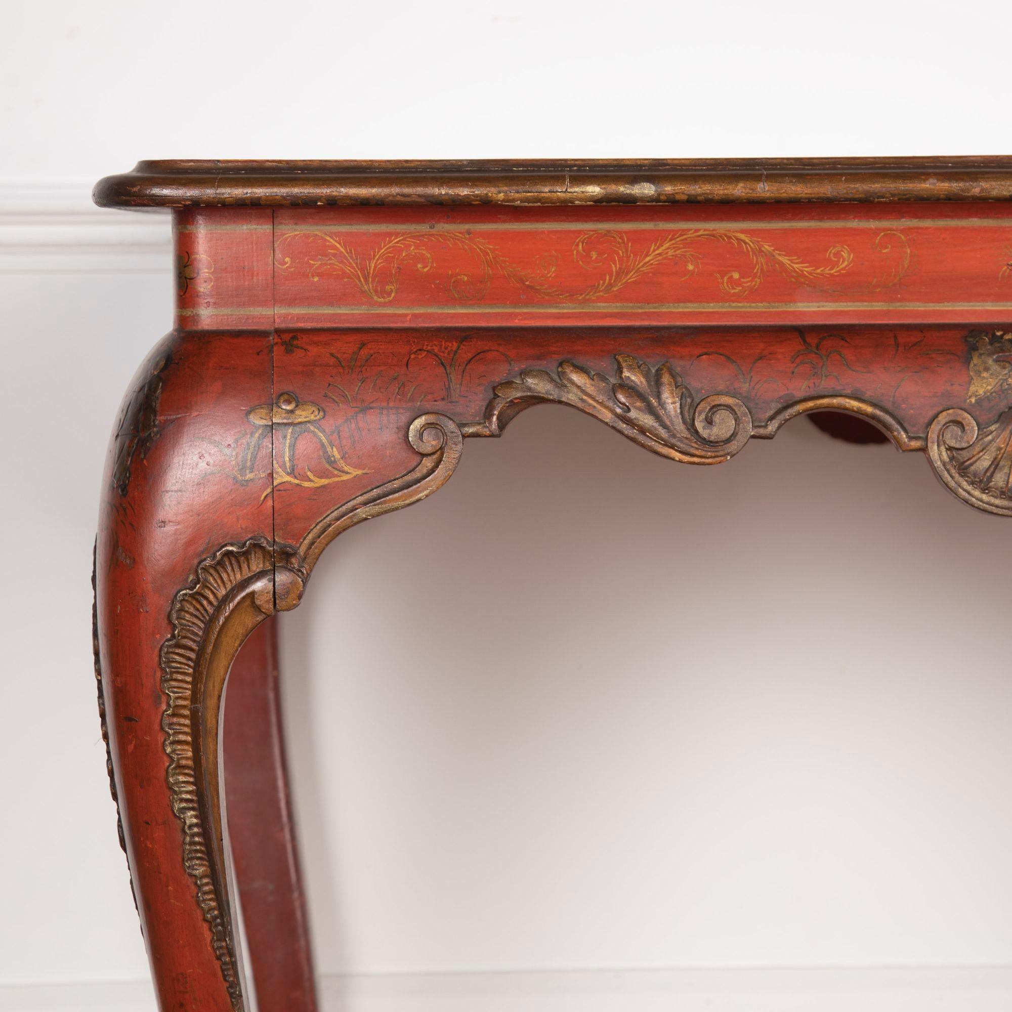 19th Century Red Lacquered Centre Table For Sale 4