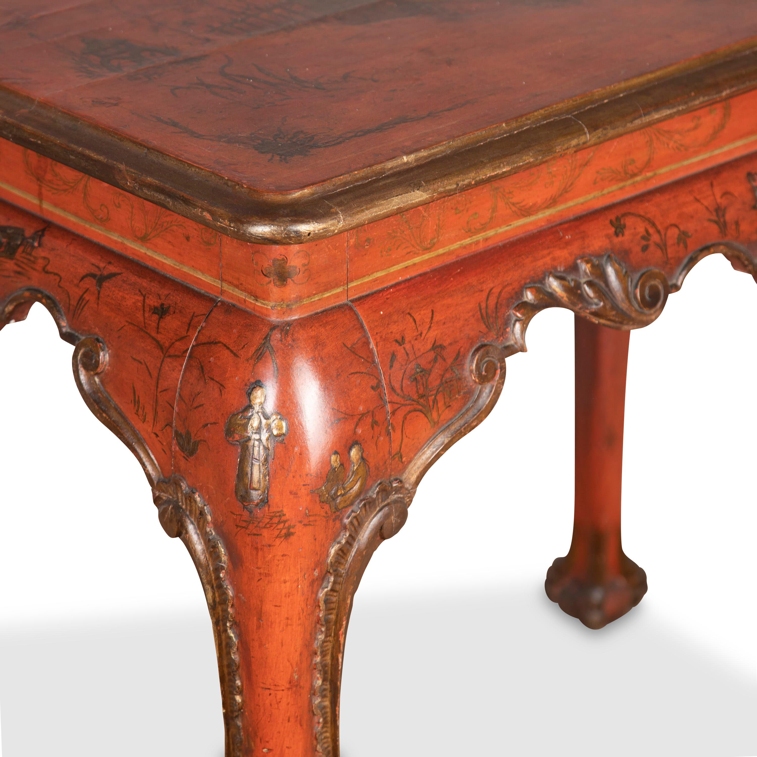 19th Century Red Lacquered Centre Table For Sale 2