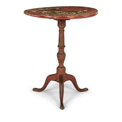 19th Century Red Lacquered Chinoiserie Tilt-Top Side Table