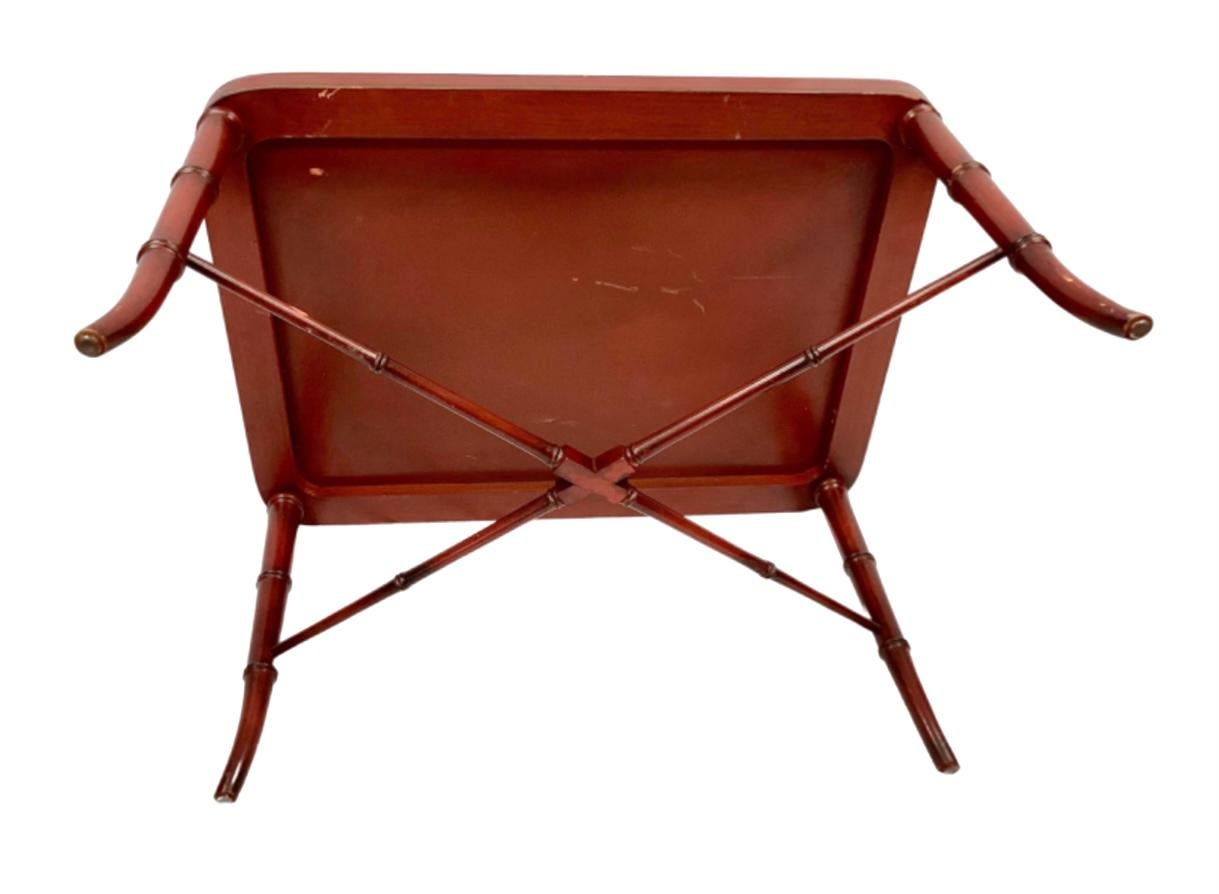 19th Century Red Lacquered Tray Table on Faux Bamboo Stand 4