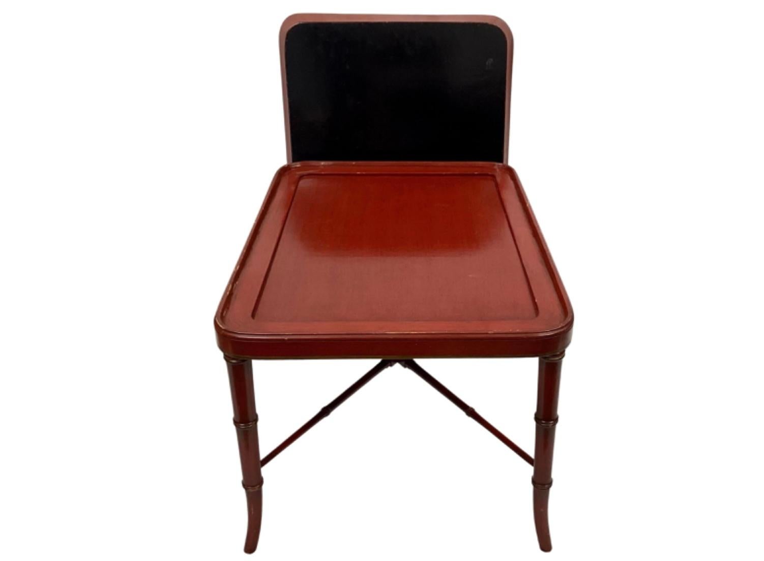 19th Century Red Lacquered Tray Table on Faux Bamboo Stand 3