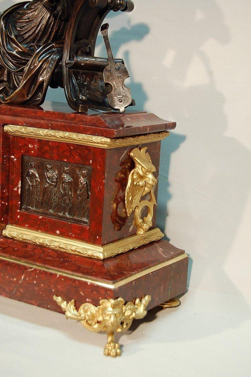 19th Century Red Marble and Bronze Clock For Sale 2