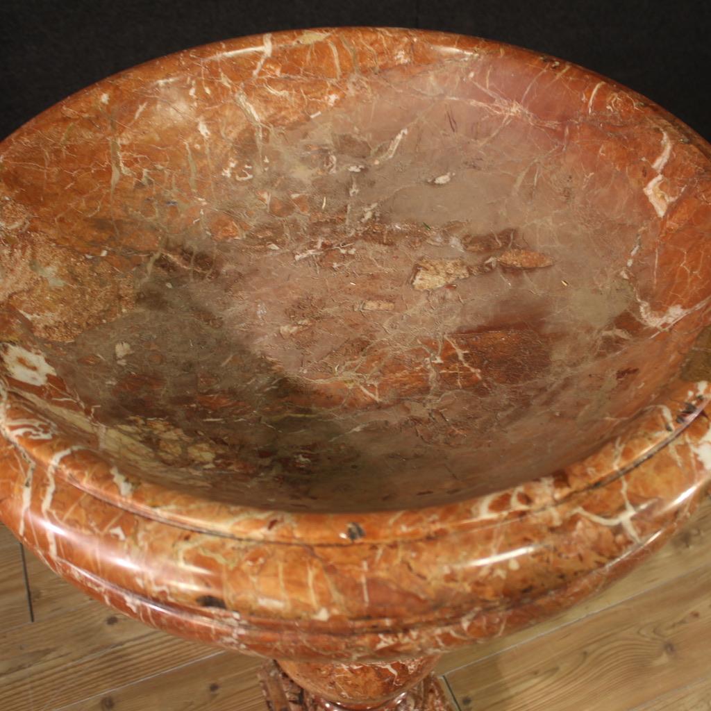 19th Century Red Marble Italian Antique Tub Holy Water Font, 1870 For Sale 6