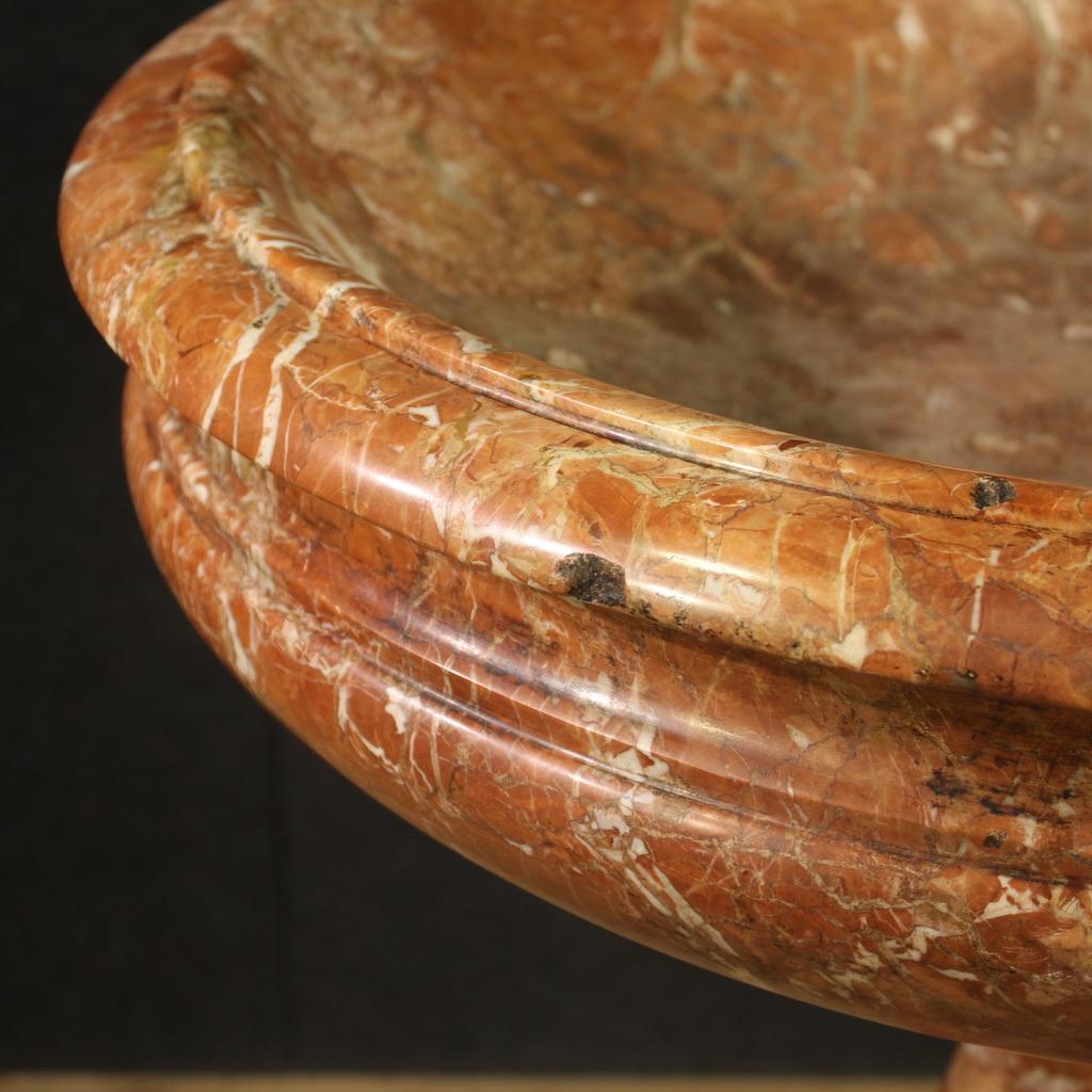 Late 19th Century 19th Century Red Marble Italian Antique Tub Holy Water Font, 1870 For Sale