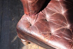 19th Century Red Maroon English Country House Leather Armchair