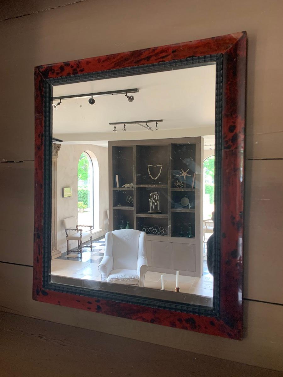 Painted 19th Century red Mirror For Sale