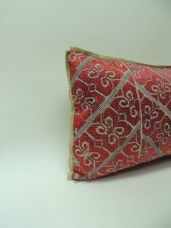 19th Century Red Moroccan Embroidery Bolster Decorative Pillow