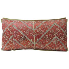 19th Century Red Moroccan Embroidery Bolster Decorative Pillow